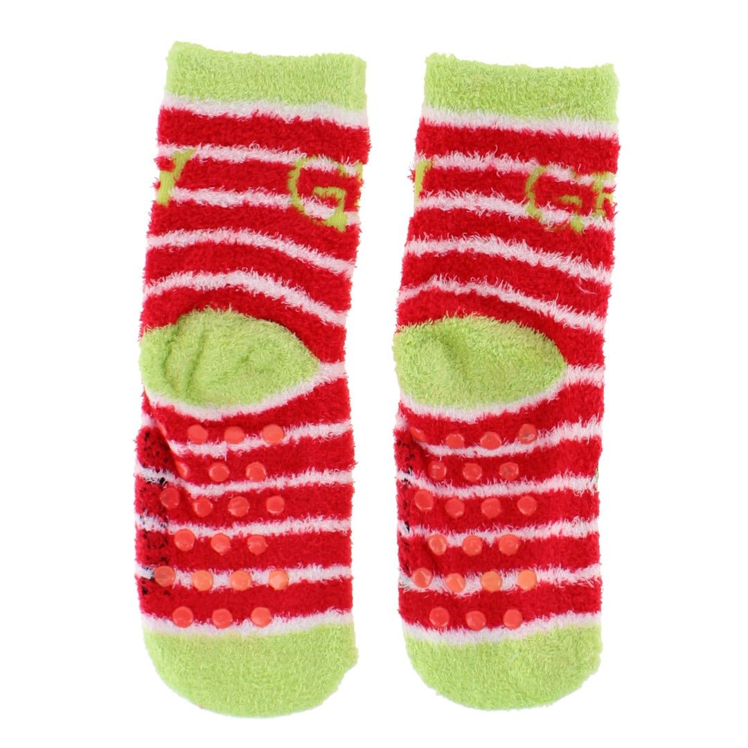 Textiel Trade Kid's Dr. Seuss The Grinch Comfy Gripper Socks (2 Pack) - Green and Red