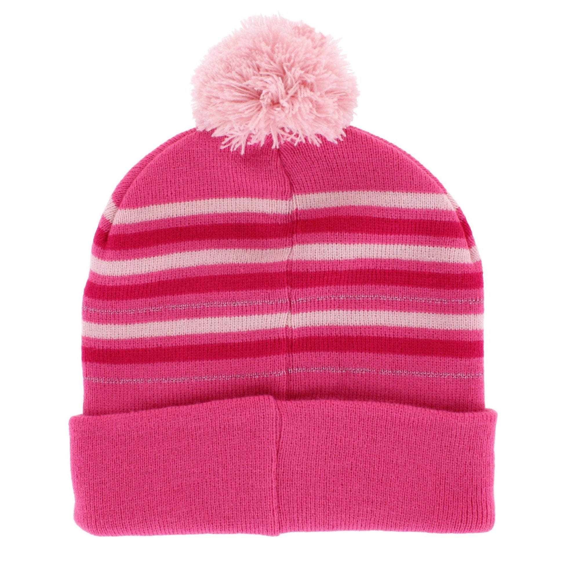 Textiel Trade Girl's Sanrio Hello Kitty Striped Winter Beanie Hat - Dark Pink