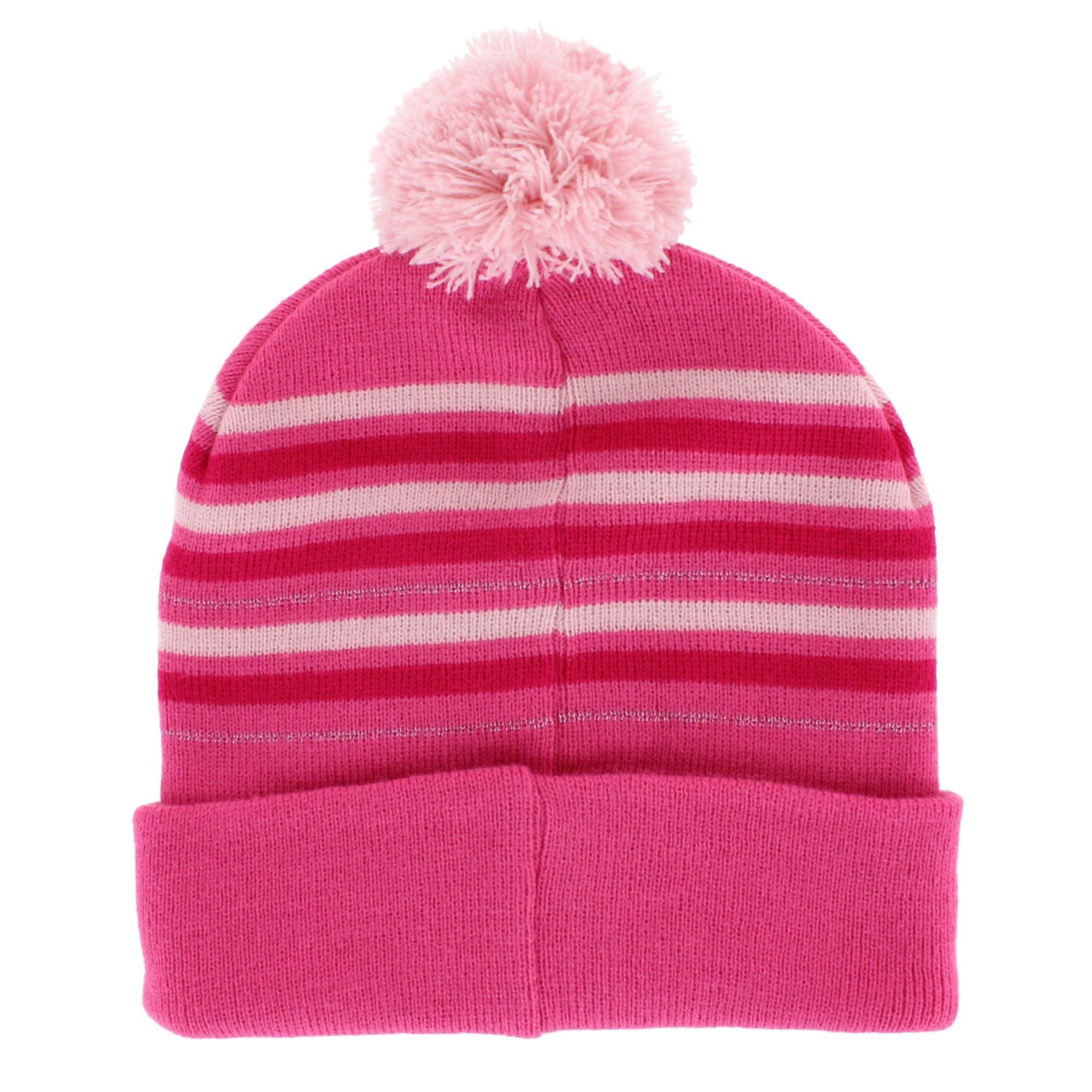 Textiel Trade Girl's Sanrio Hello Kitty Striped Winter Beanie Hat - Dark Pink