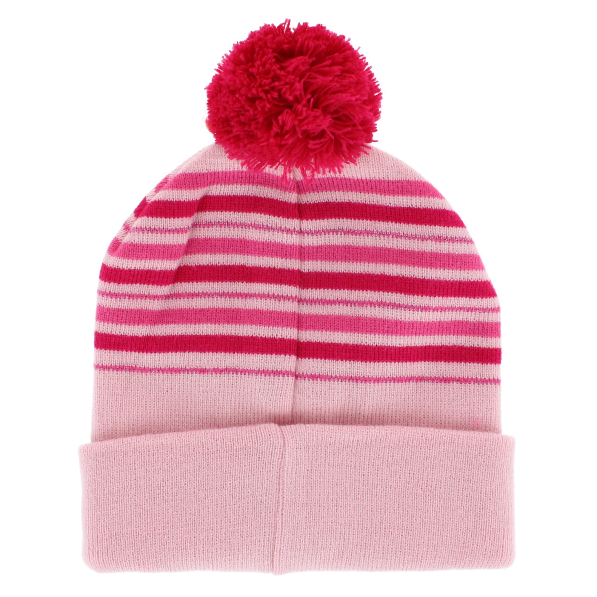 Textiel Trade Girl's Sanrio Hello Kitty Striped Winter Beanie Hat - Light Pink