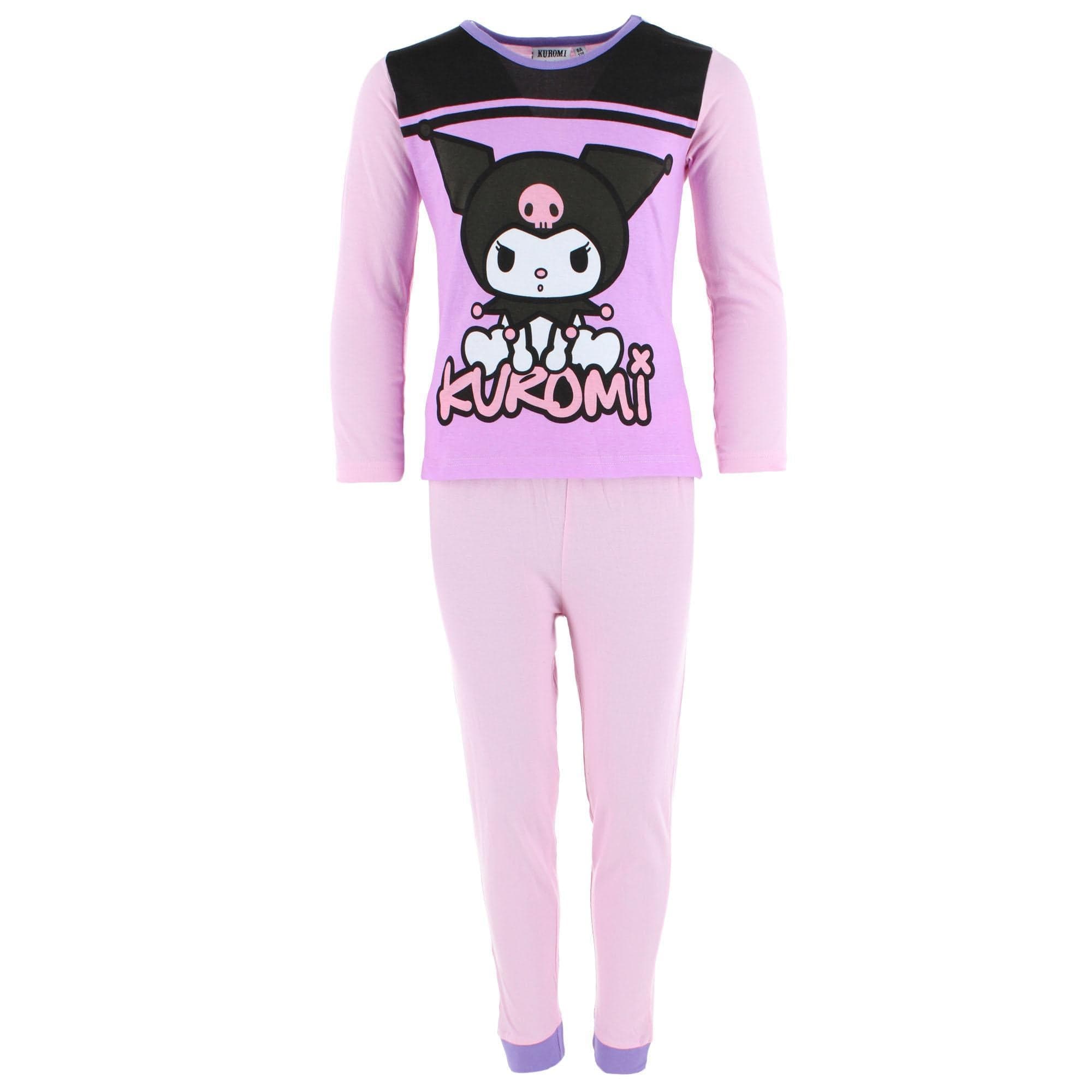 Textiel Trade Girls Kuromi Long Sleeve Pajama Set - Light Pink