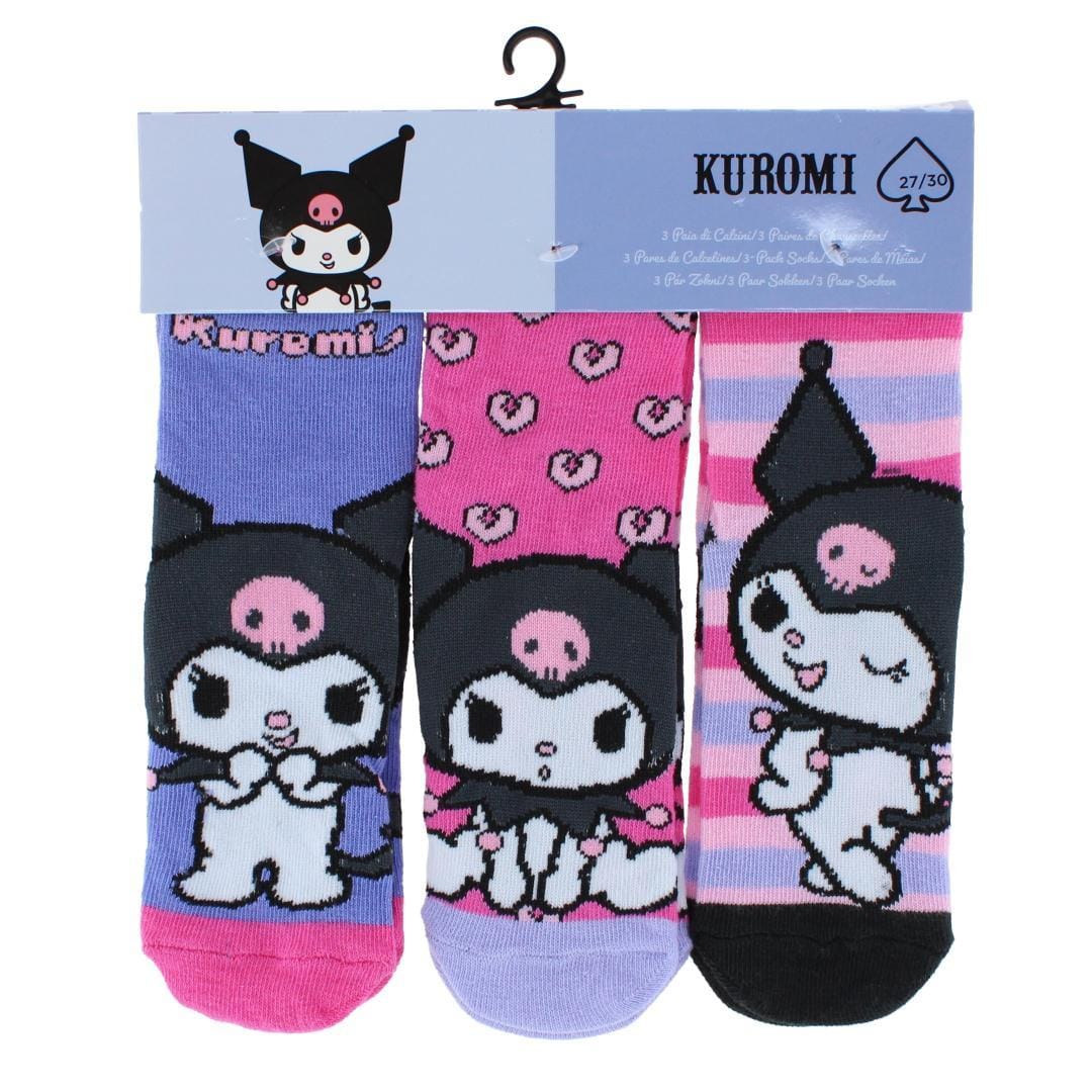 Textiel Trade Girl's Sanrio Hello Kitty Kuromi Novelty Socks (3 Pairs) - Multiple