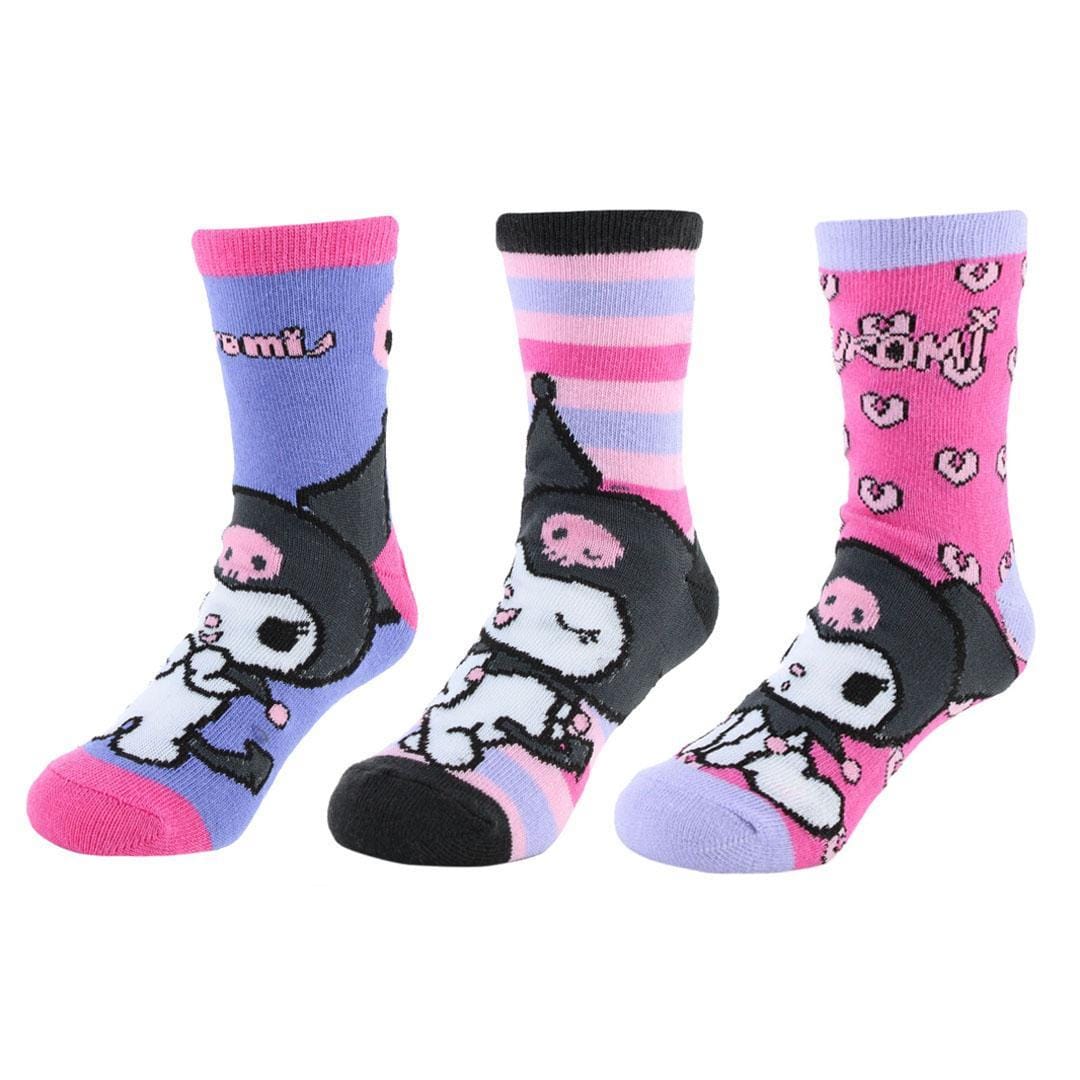 Textiel Trade Girl's Sanrio Hello Kitty Kuromi Novelty Socks (3 Pairs) - Girl's Sanrio Hello Kitty Kuromi Novelty Socks (3 Pairs)