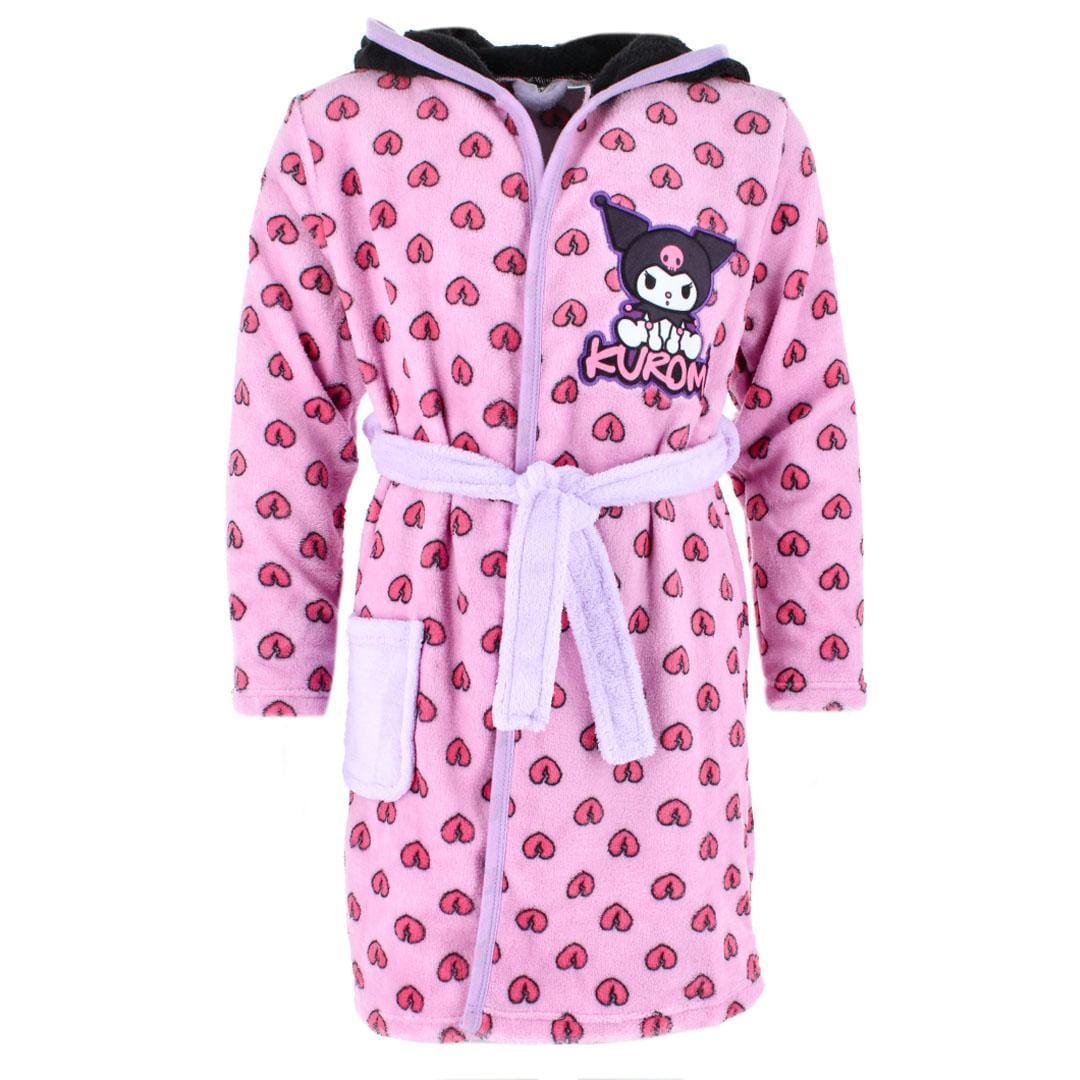Textiel Trade Girl's Kuromi Hoodie Bath Robe - Pink