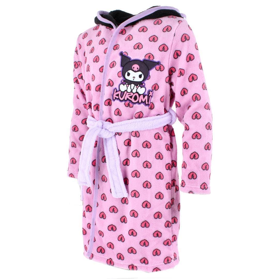Textiel Trade Girl's Kuromi Hoodie Bath Robe - Pink