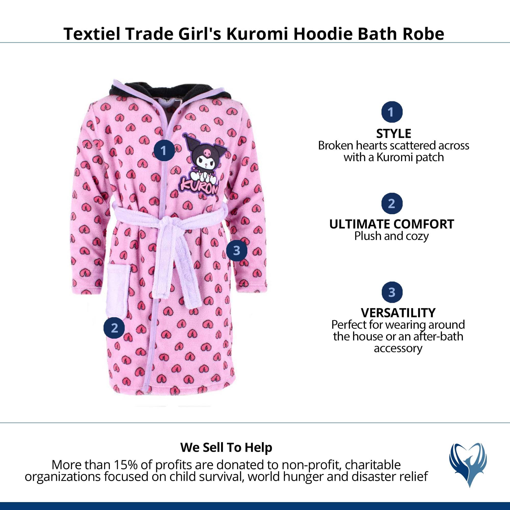 Textiel Trade Girl's Kuromi Hoodie Bath Robe - Pink