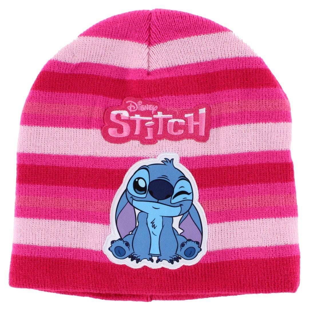 Textiel Trade Girl's Disney Stitch Winter Beanie and Gloves Set - Dark Pink