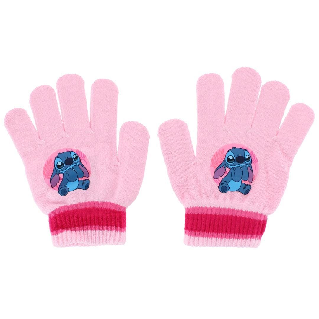 Textiel Trade Girl's Disney Stitch Winter Beanie and Gloves Set - Light Pink