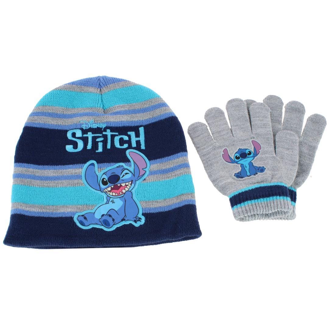 Textiel Trade Boy's Disney Stitch Winter Beanie and Gloves Set - Dark Blue
