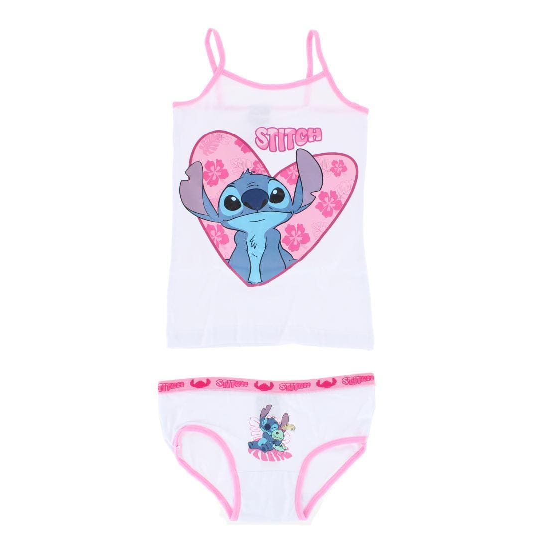 Textiel Trade Girl's Lilo & Stitch Tank and Briefs Underwear Set - White