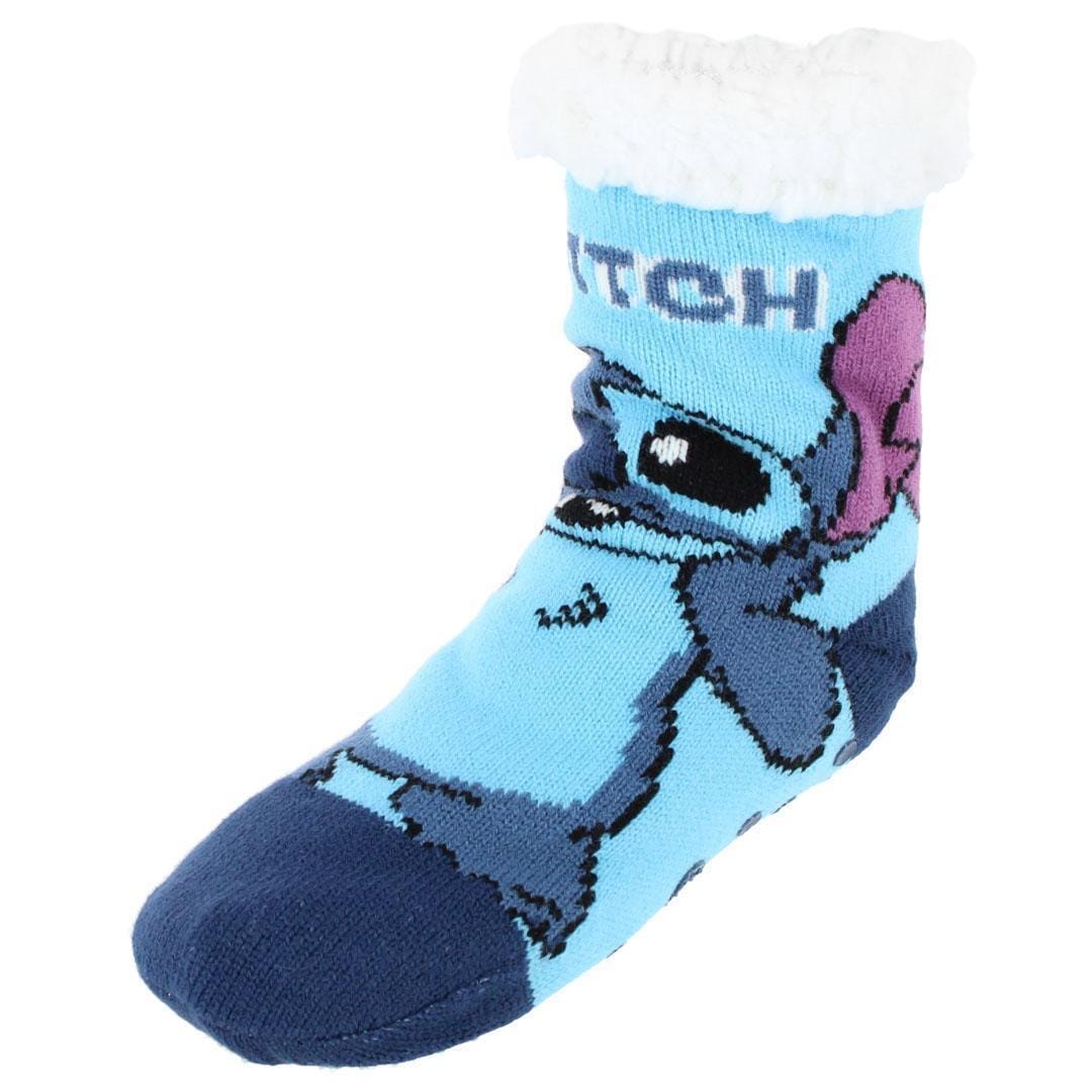 Textiel Trade Boy's Disney Lilo & Stitch Sherpa Lined Slipper Sock (1 Pair) - Blue