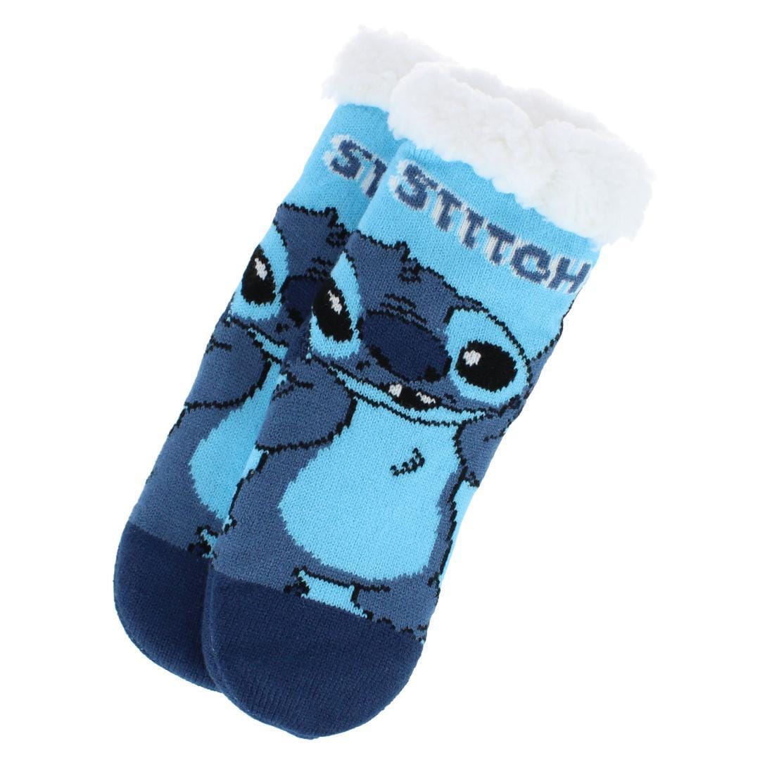 Textiel Trade Boy's Disney Lilo & Stitch Sherpa Lined Slipper Sock (1 Pair) - Blue