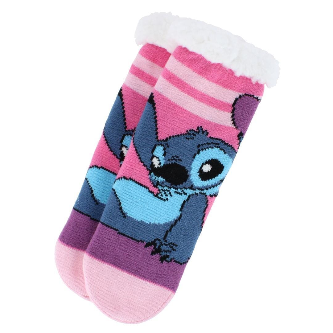 Textiel Trade Girl's Disney Lilo & Stitch Sherpa Lined Slipper Socks - Pink