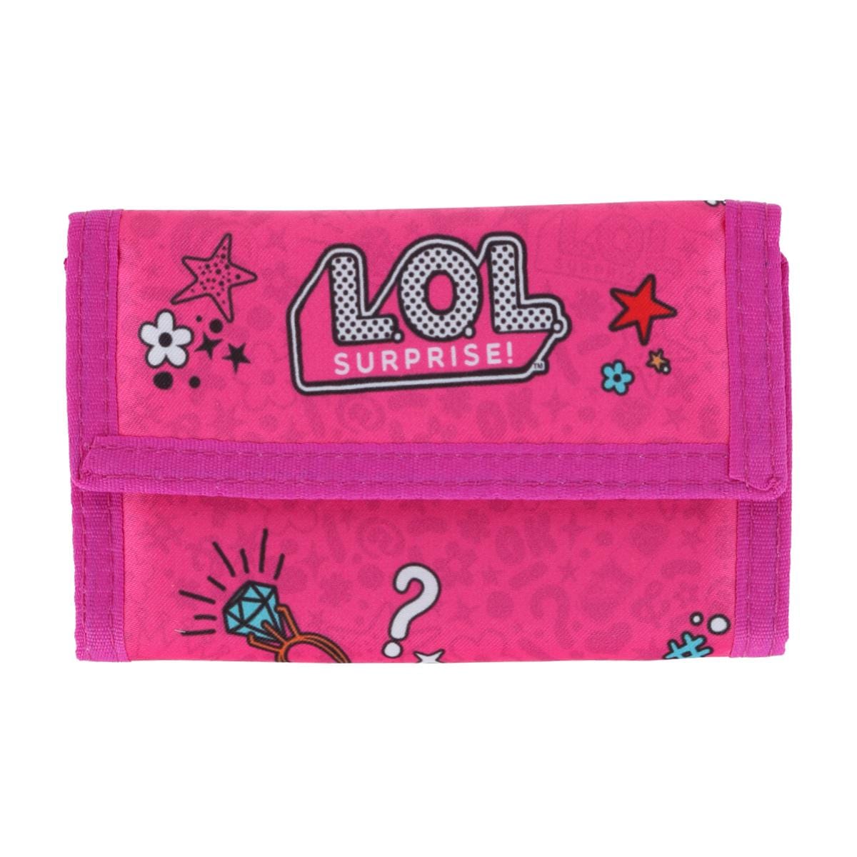 Textiel Trade Kid's LOL Surprise Hook and Loop Closure Tri-Fold Wallet - Hot Pink
