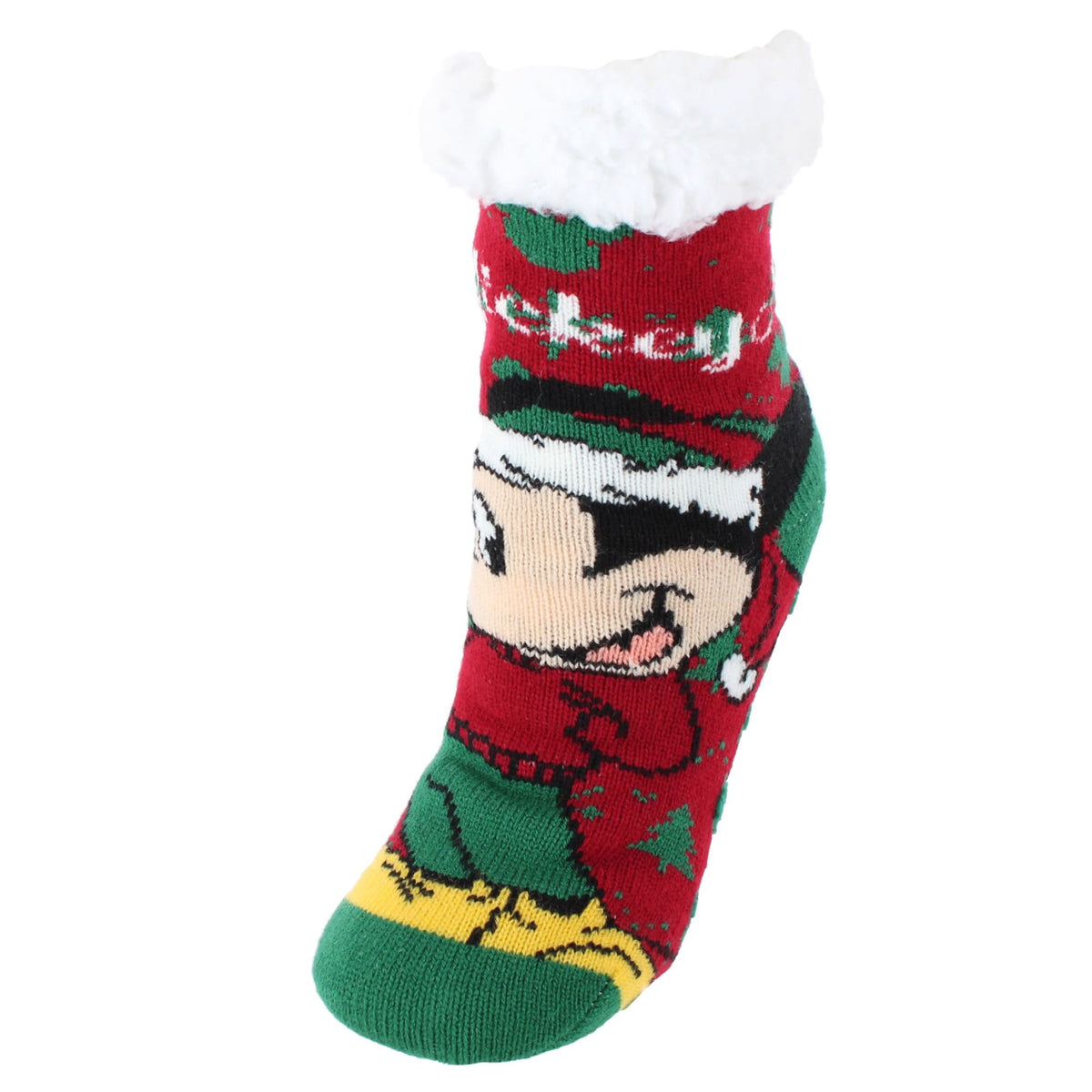 Textiel Trade Kid's Disney Mickey Mouse Santa Fleece Socks (1 Pair) - Red