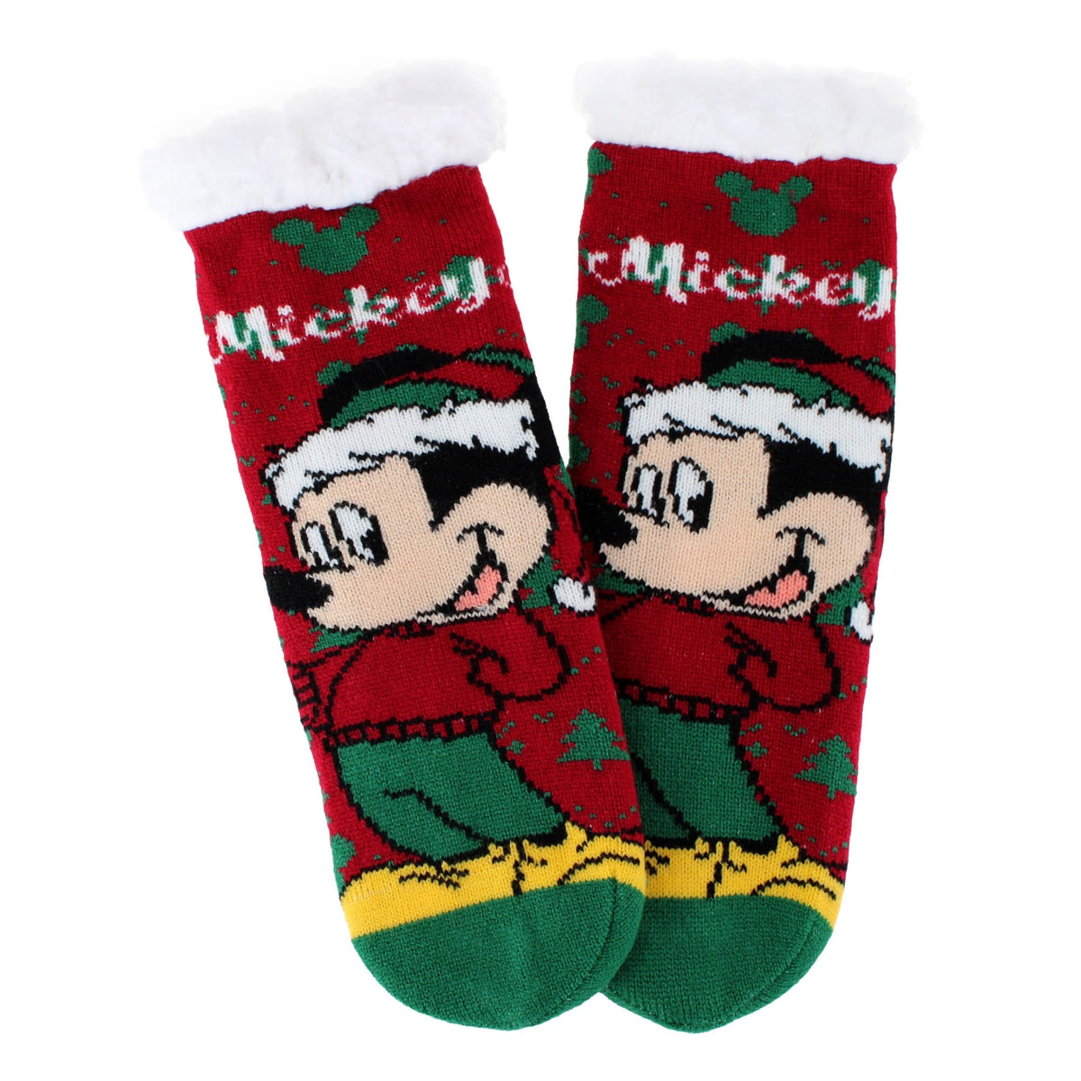 Textiel Trade Kid's Disney Mickey Mouse Santa Fleece Socks (1 Pair) - Red