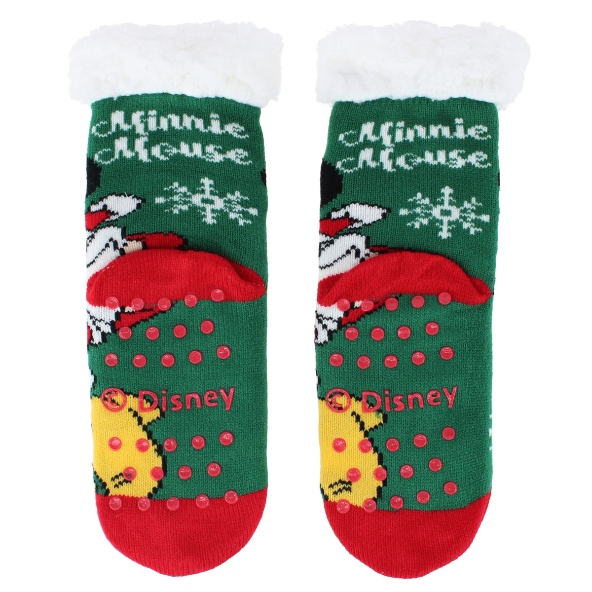 Textiel Trade Girl's Disney Minnie Mouse Santa Fleece Socks (1 Pair) - Green