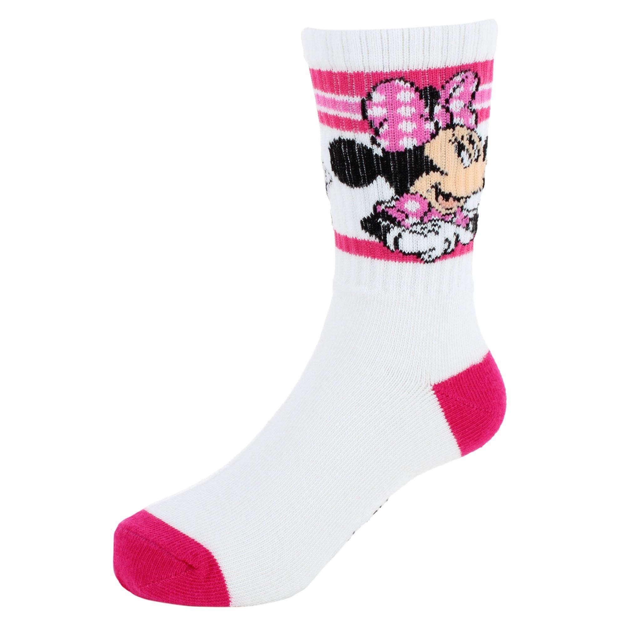 Textiel Trade Girl's Disney Minnie Mouse Ribbed Athletic Socks (2 Pair)