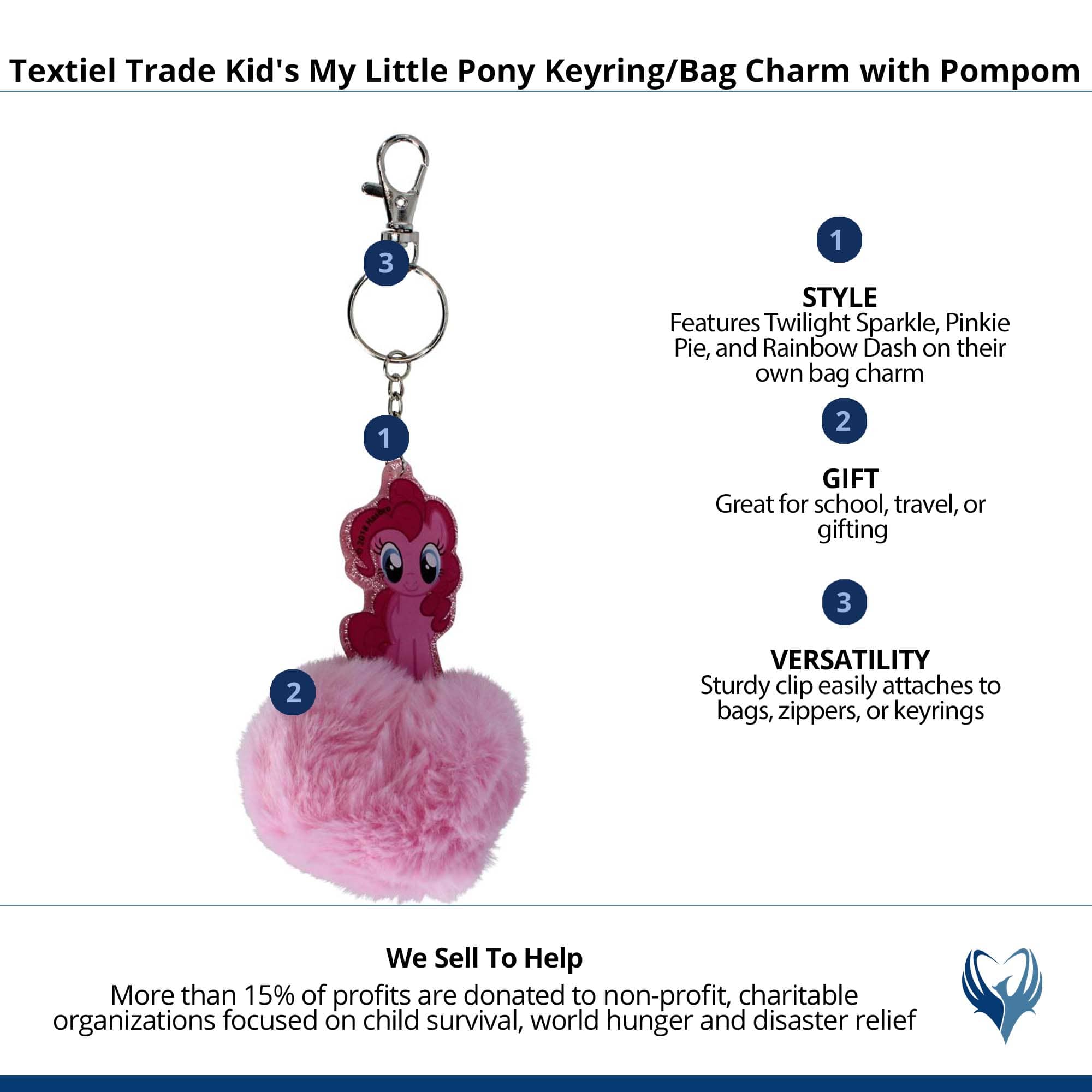 Textiel Trade Kid's My Little Pony Keyring/Bag Charm with Pompom - Pink