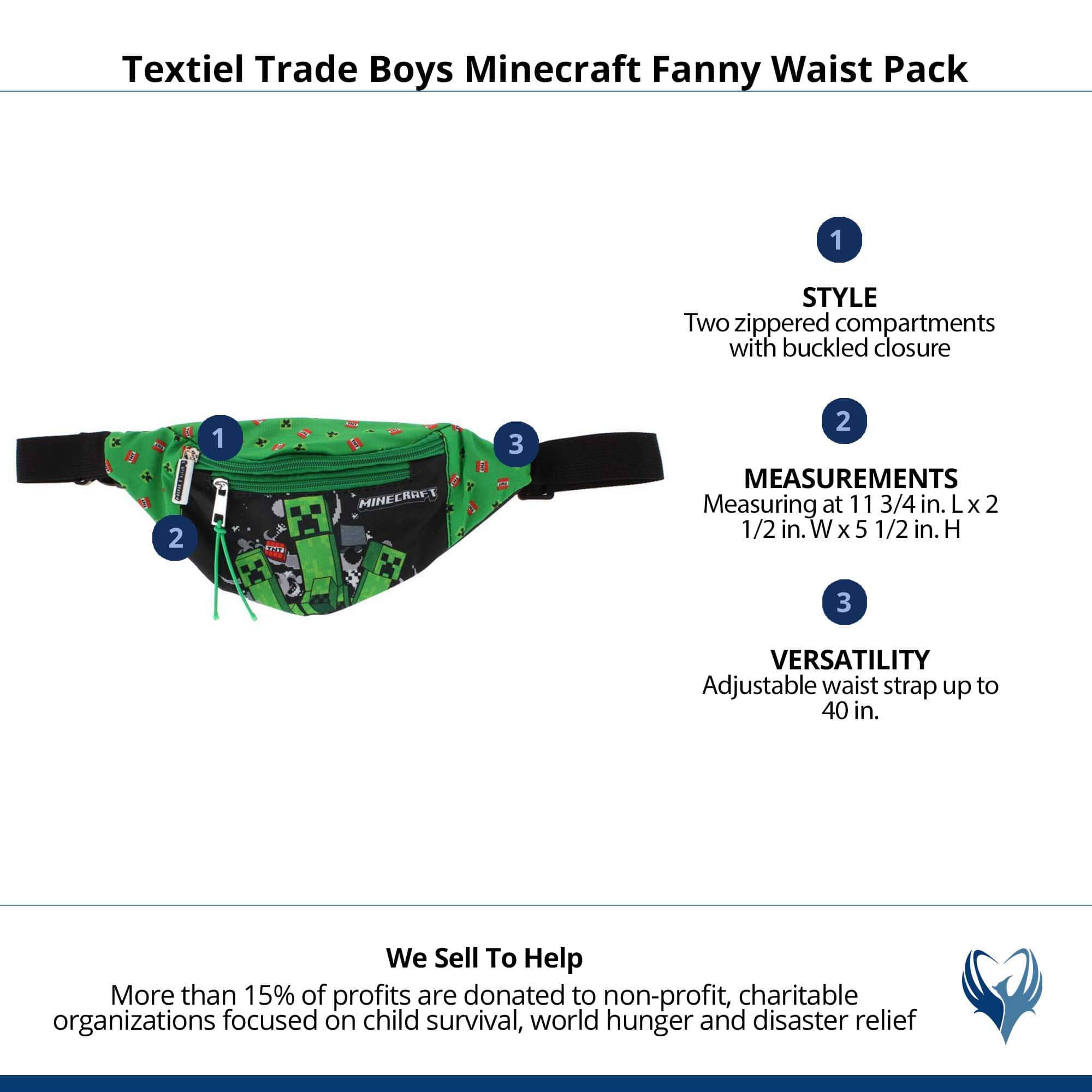 Textiel Trade Boys Minecraft Fanny Waist Pack - Green