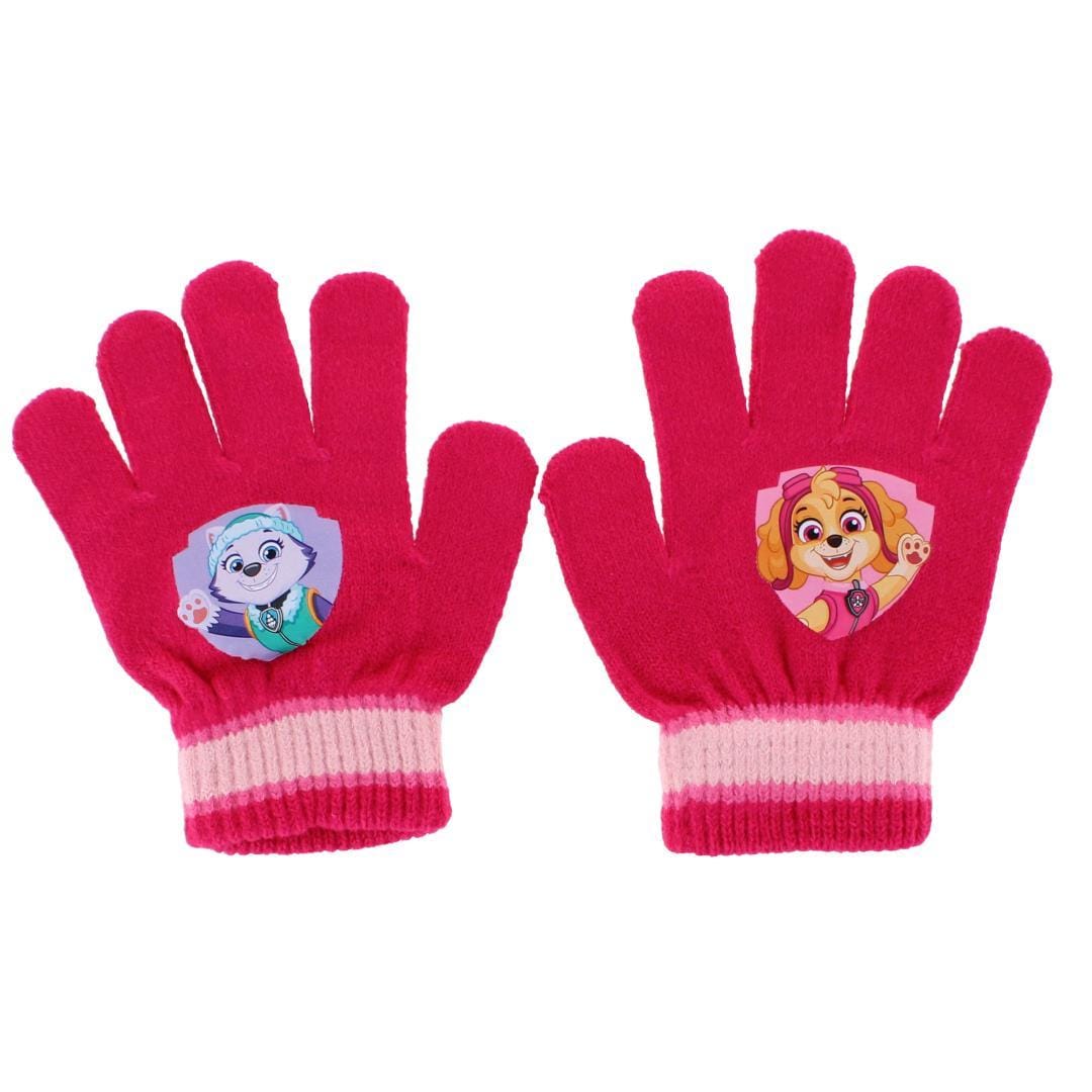 Textiel Trade Girl's Paw Patrol Skye & Everest Winter Beanie and Gloves Set - Dark Pink
