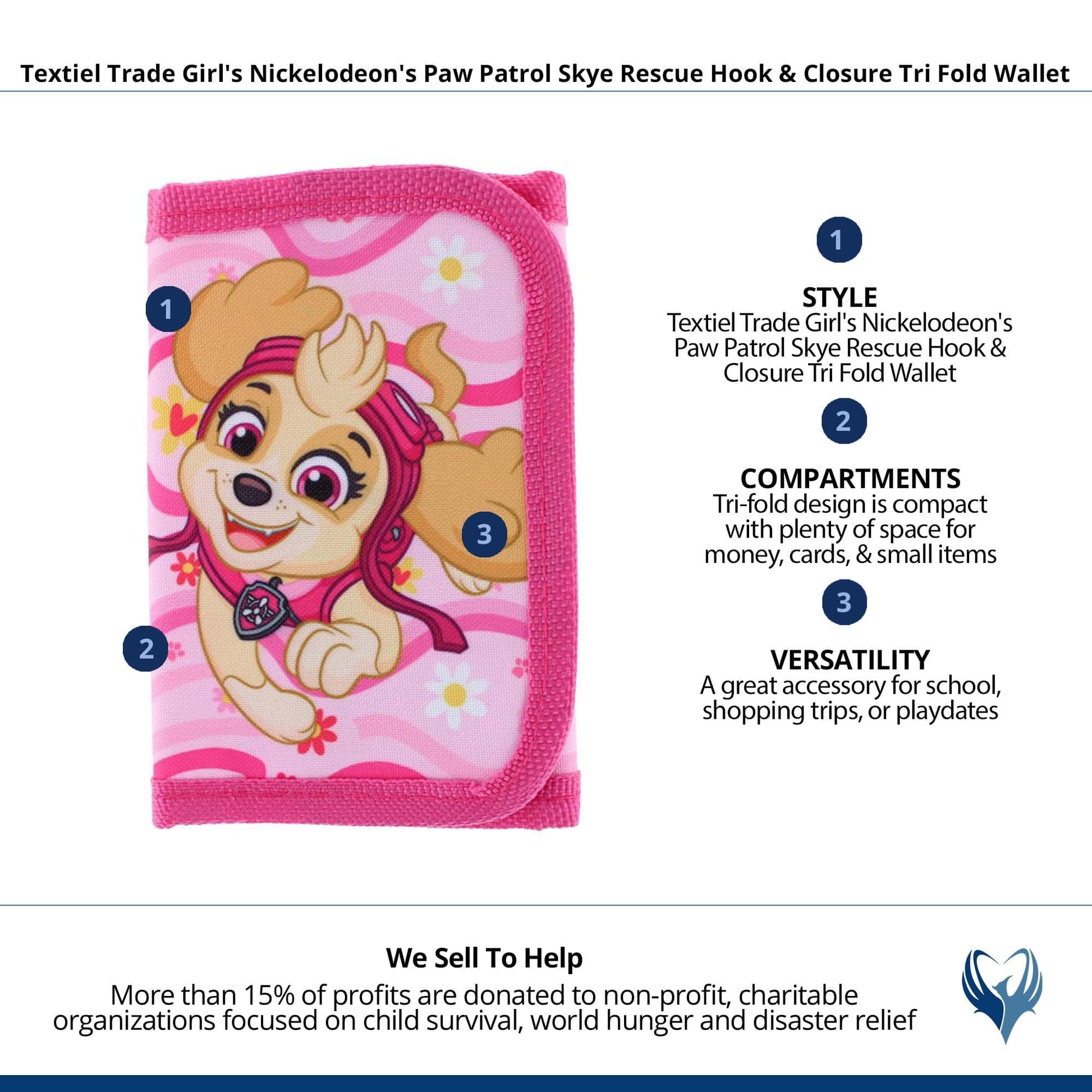 Textiel Trade Girl's Nickelodeon's Paw Patrol Skye Rescue Tri Fold Wallet - Pink