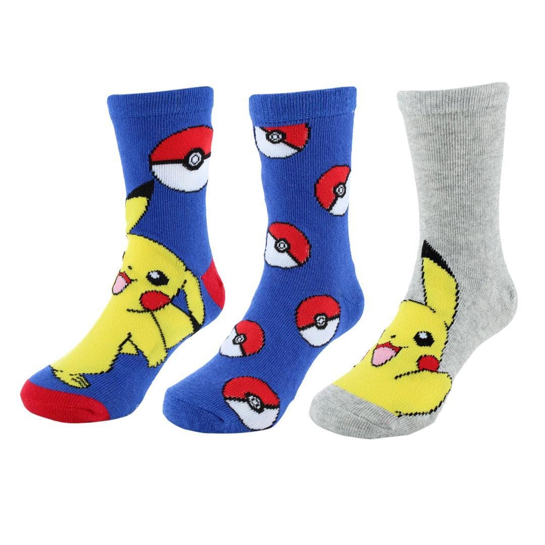 Textiel Trade Boy's Pokemon Catch Me If You Can Novelty Socks (3 Pair) - BLUE