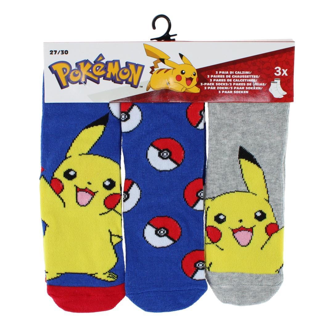Textiel Trade Boy's Pokemon Catch Me If You Can Novelty Socks (3 Pair) - BLUE