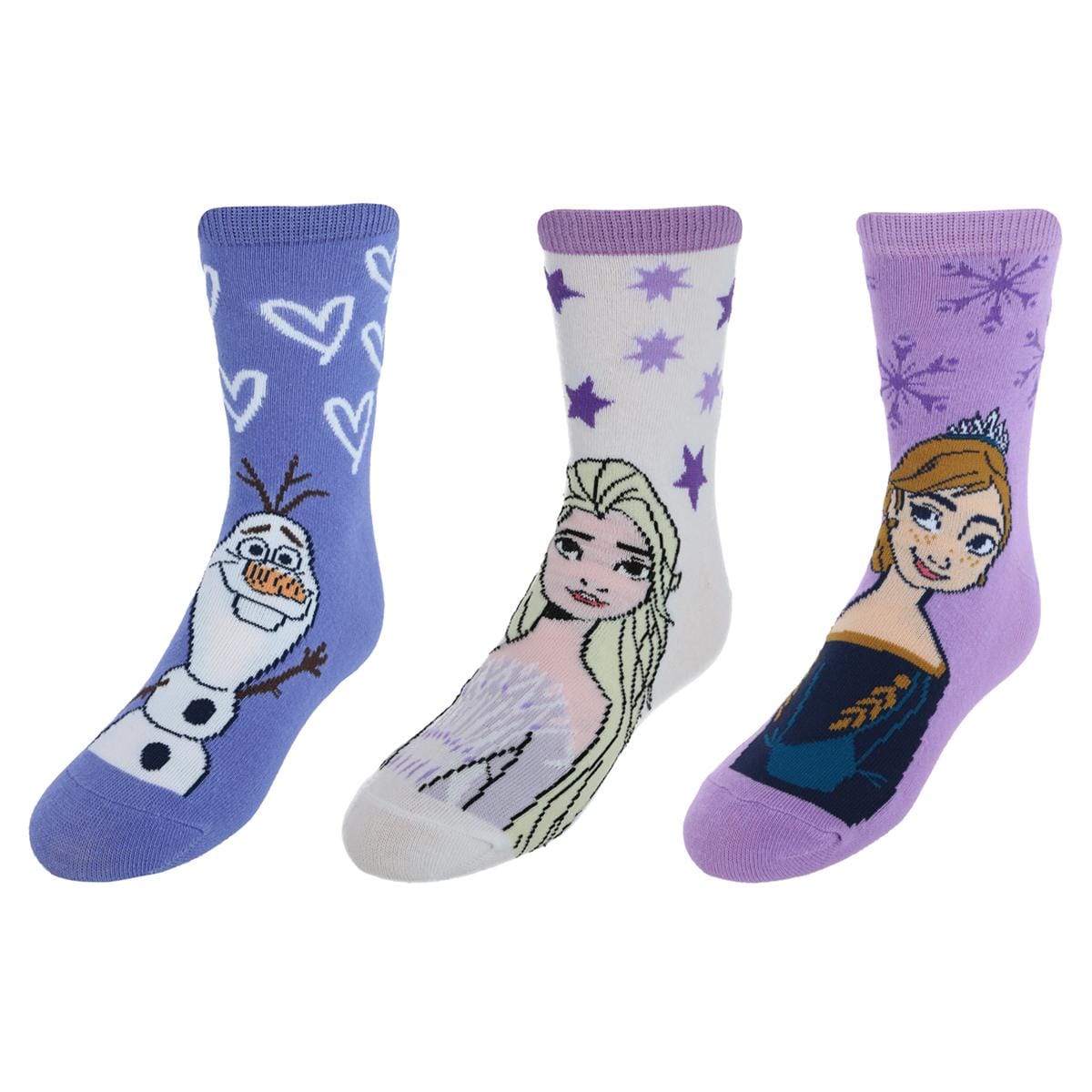 Textiel Trade Girl's Disney Frozen Anna  Elsa and Olaf Soft Socks (3-Pack) - Purple