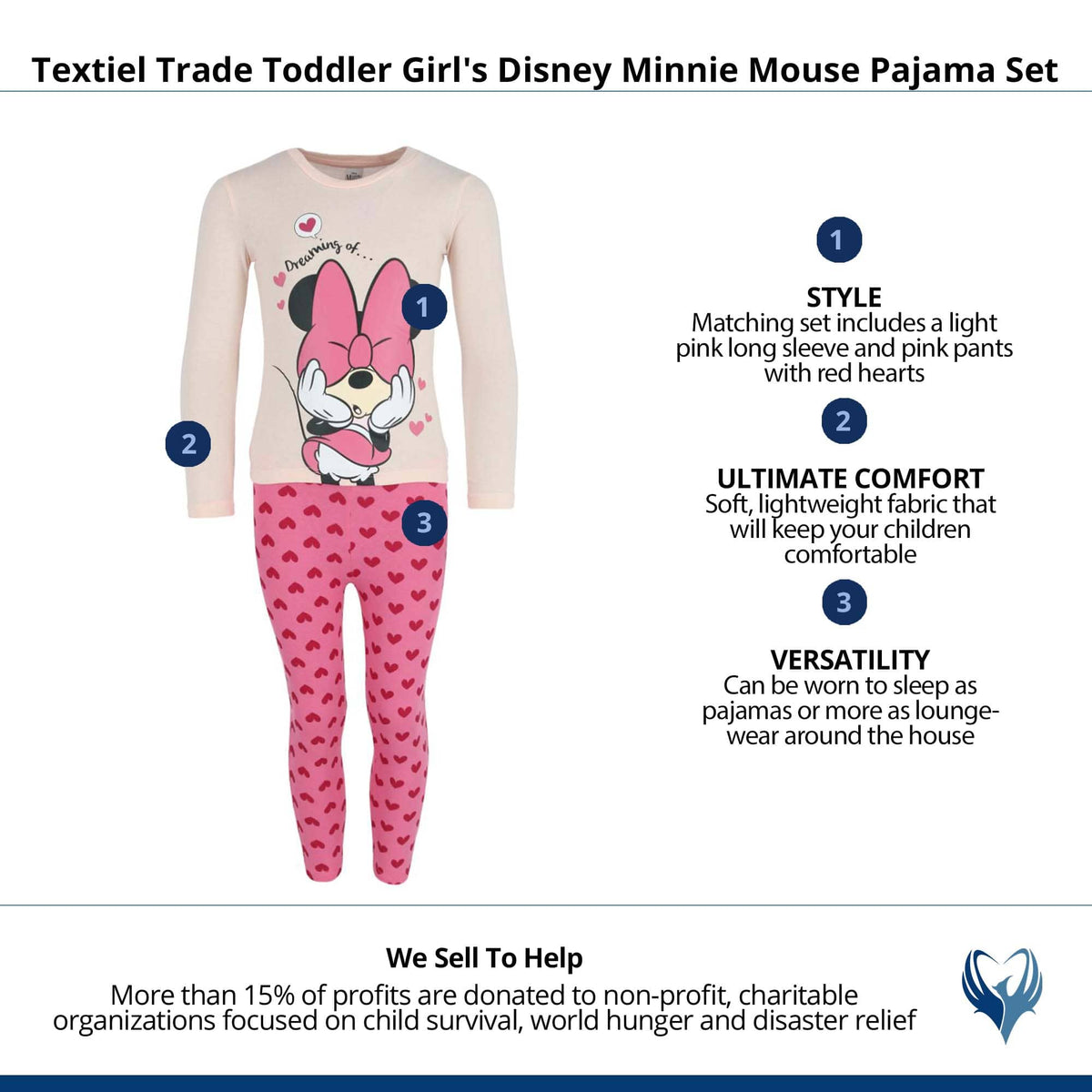 Textiel Trade Toddler Girl's Disney Minnie Mouse Pajama Set - Pink