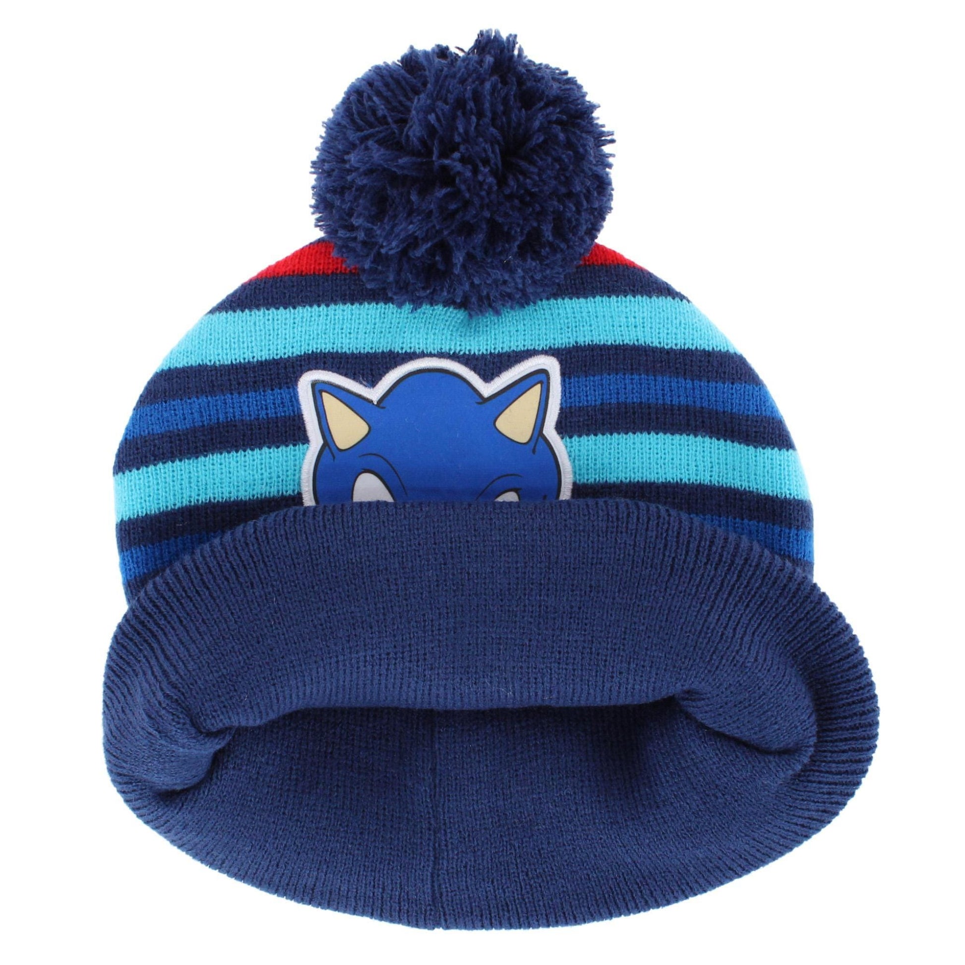 Textiel Trade Kids' Sonic the Hedgehog Striped Beanie Winter Hat - Navy