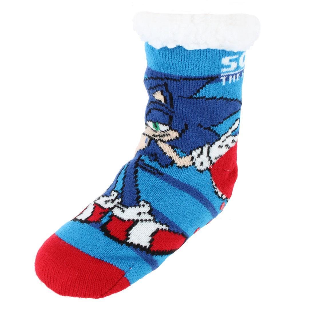 Textiel Trade Boy's Sega's Sonic the Hedgehog Sherpa Lined Slipper Socks - Blue