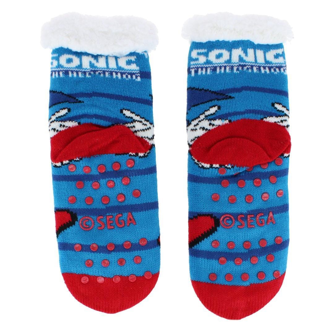 Textiel Trade Boy's Sega's Sonic the Hedgehog Sherpa Lined Slipper Socks - Blue