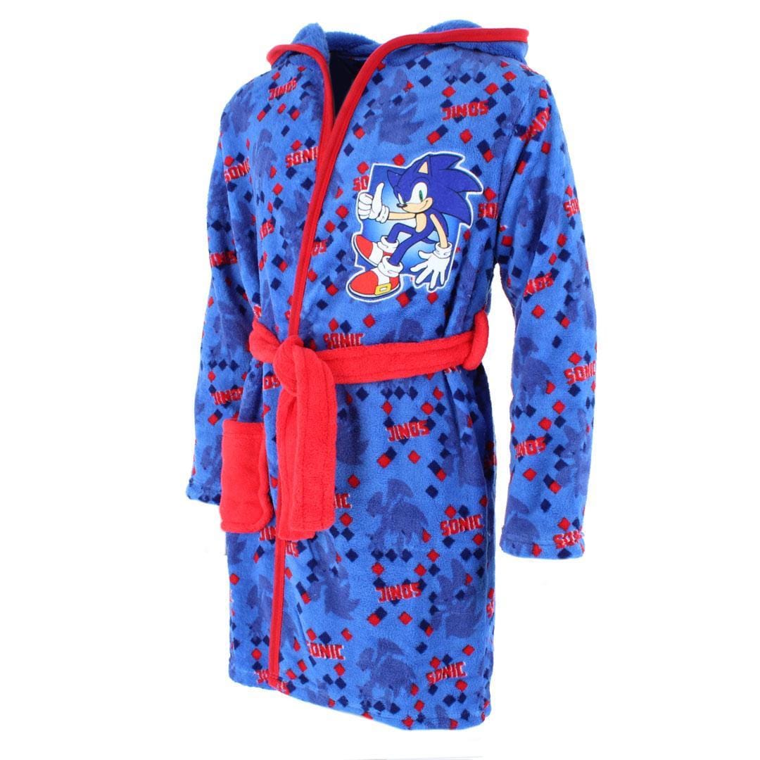 Textiel Trade Boy's Sonic the Hedgehog Hooded Bath Robe - Blue