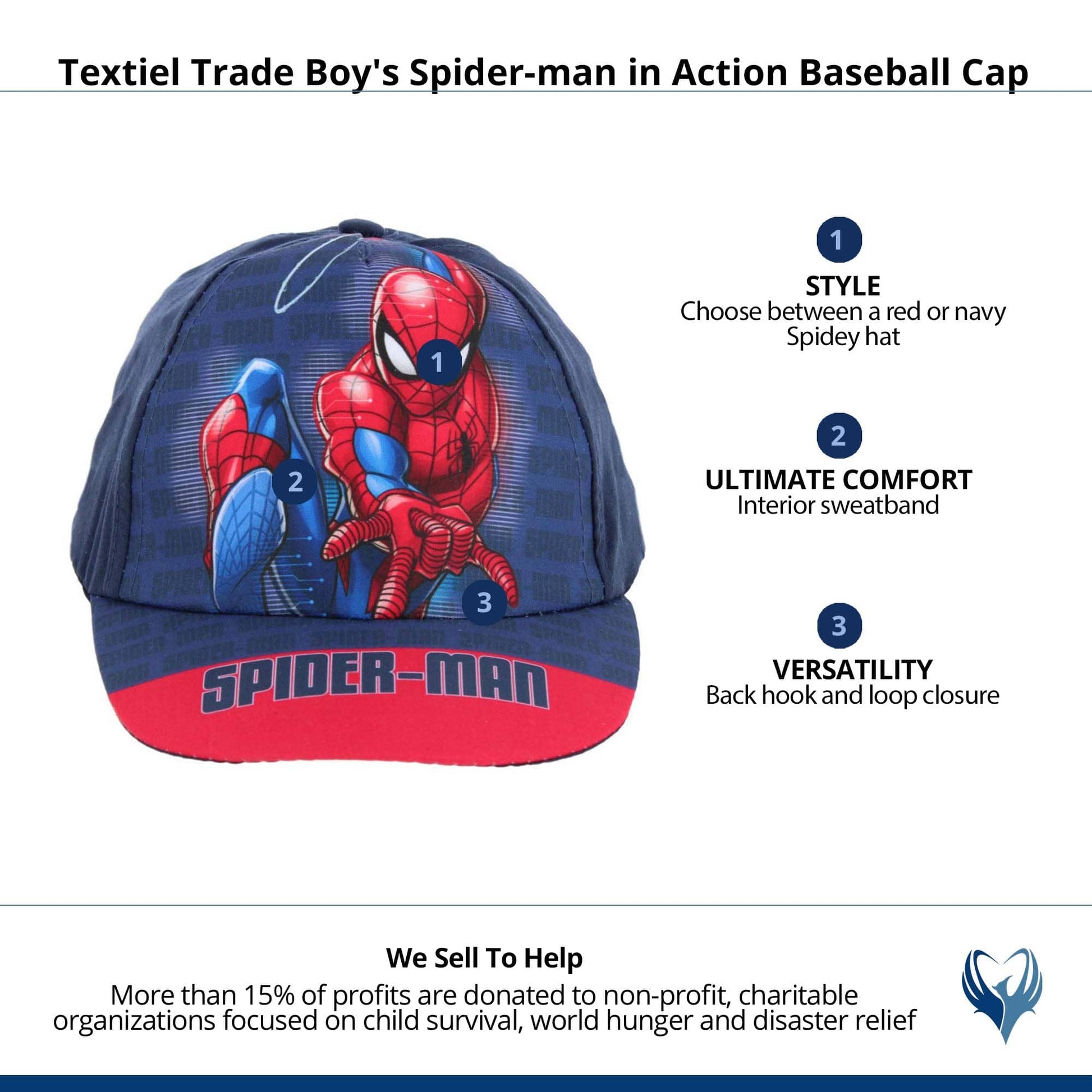 Textiel Trade Boy's Spider-man in Action Baseball Cap - Navy