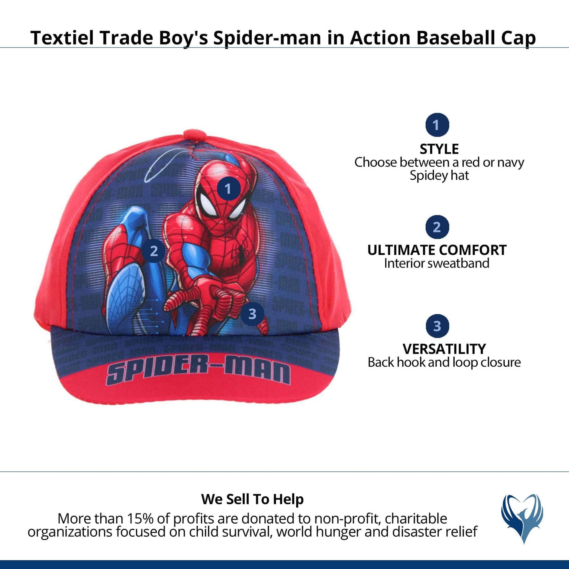 Textiel Trade Boy's Spider-man in Action Baseball Cap - Red