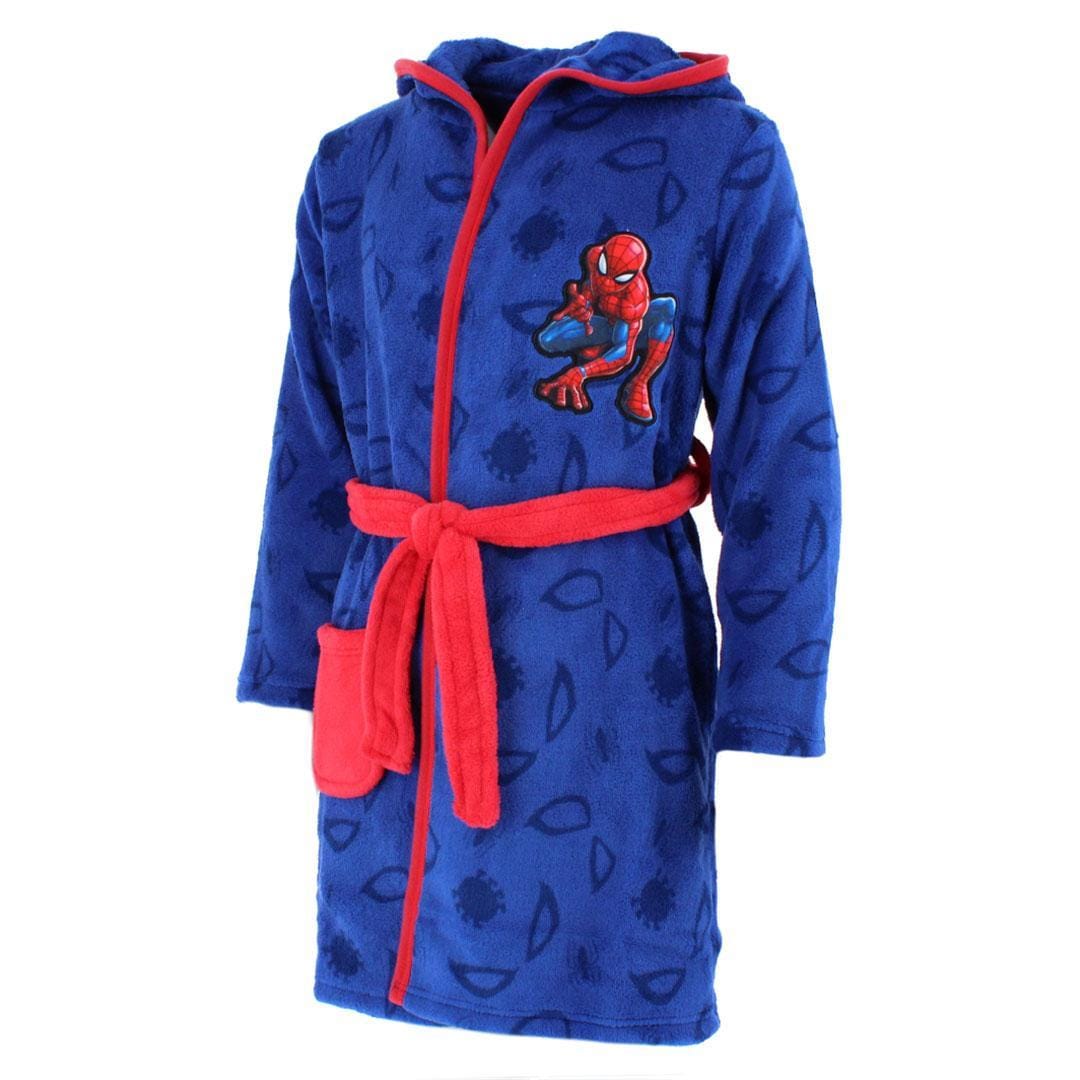Textiel Trade Boy's Spiderman Hooded Plush Bathrobe - Blue