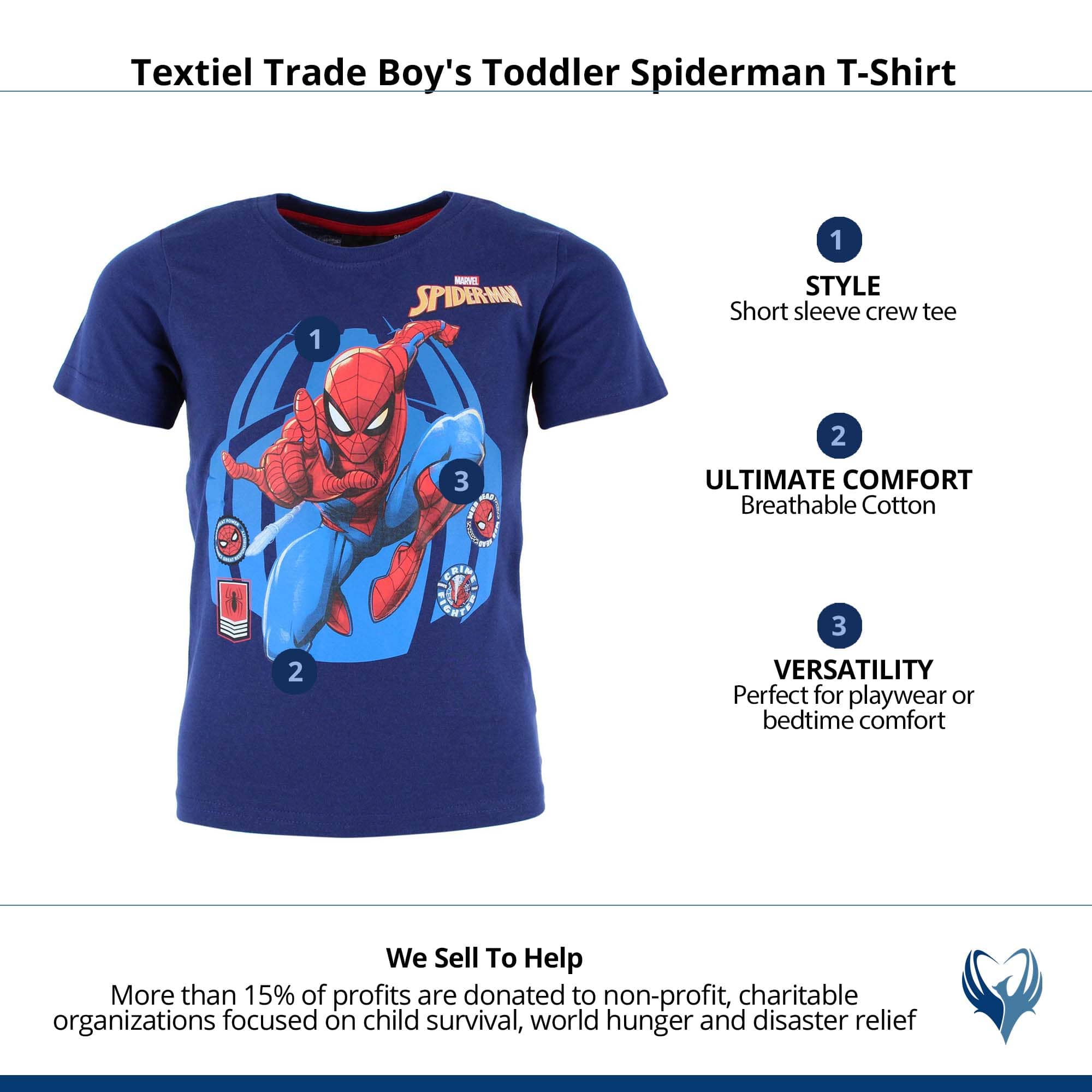 Textiel Trade Boy's Toddler Spiderman T-Shirt - Navy