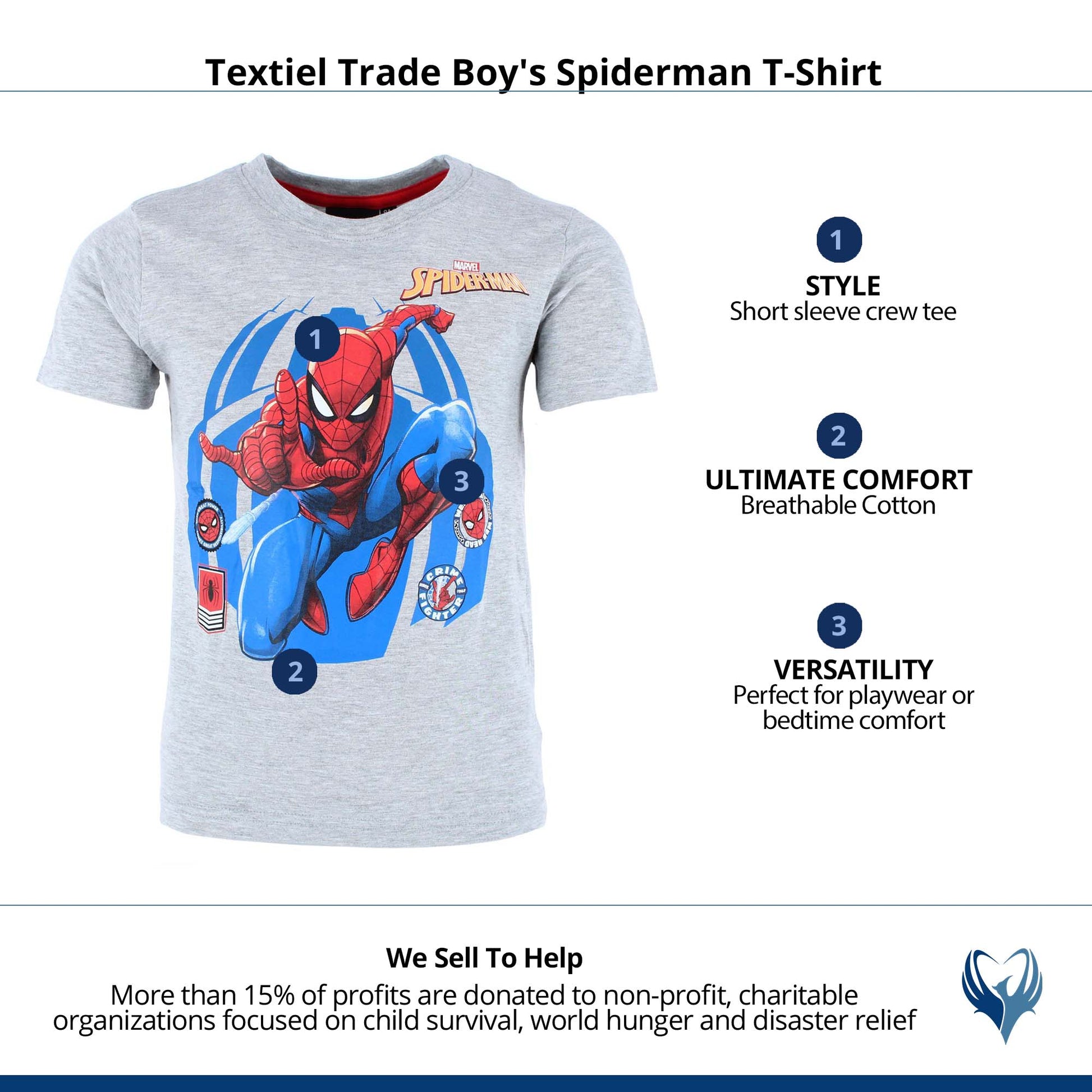 Textiel Trade Boy's Spiderman T-Shirt - Gray