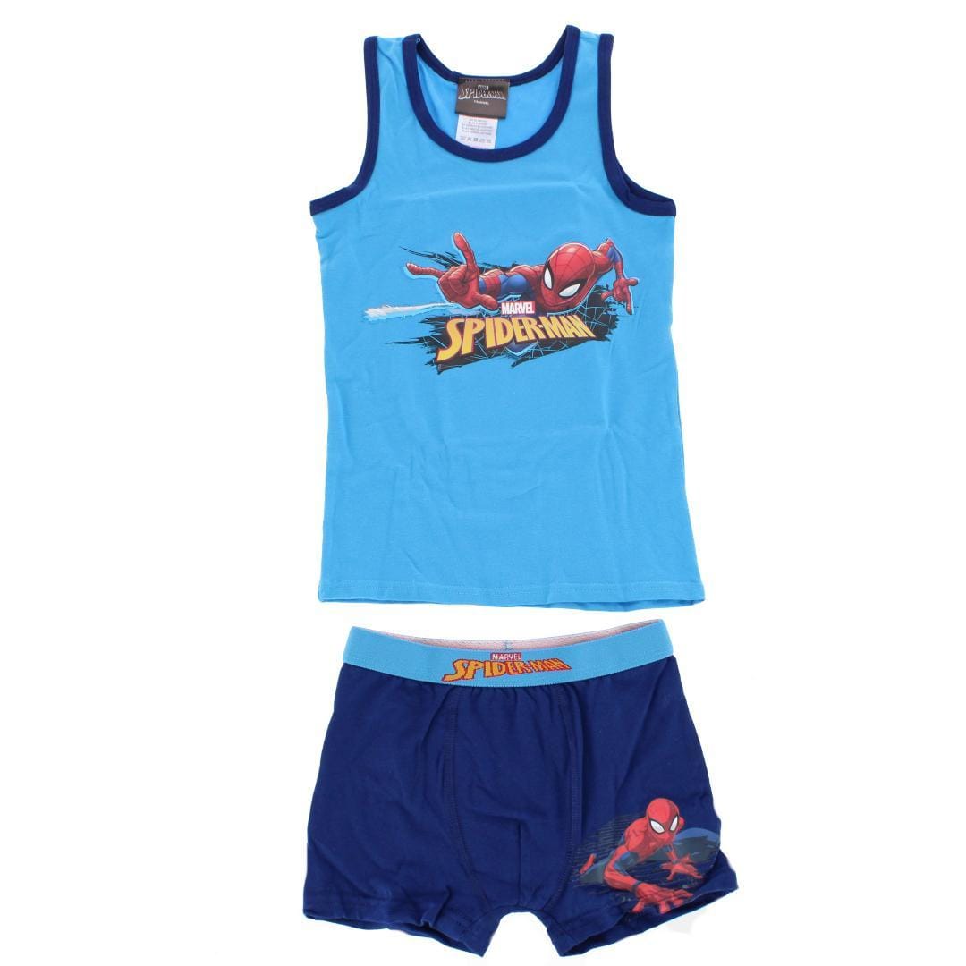 Textiel Trade Boy's Spiderman Tank and Boxer Briefs Underwear Set - Blue