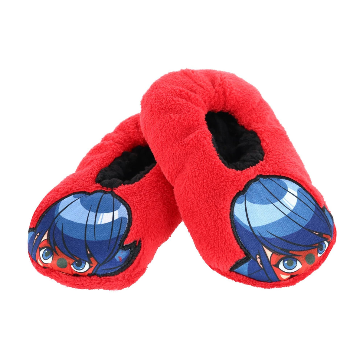 Textiel Trade Girl's Peeking Miraculous Ladybug Solid Slippers - Red