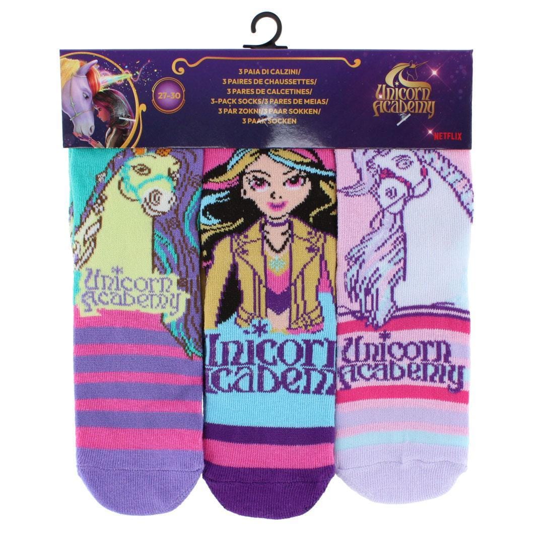 Textiel Trade Girl's Netflix Unicorn Academy Unicorn Power Socks (3 Pair) - Multiple
