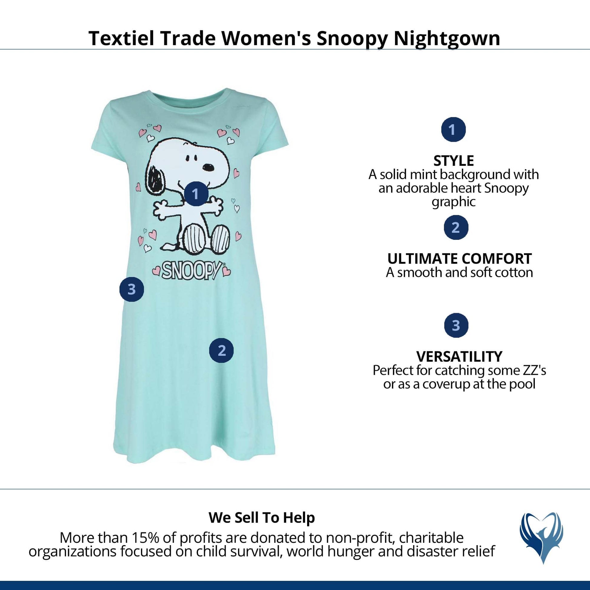 Textiel Trade Women's Snoopy Nightgown - Mint