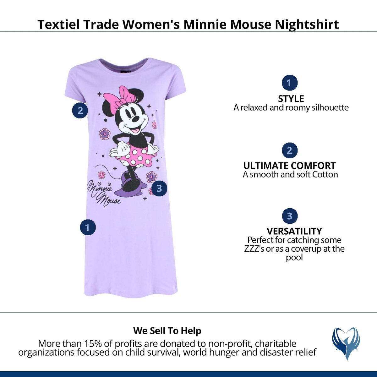 Textiel Trade Women's Minnie Mouse Nightshirt - Purple