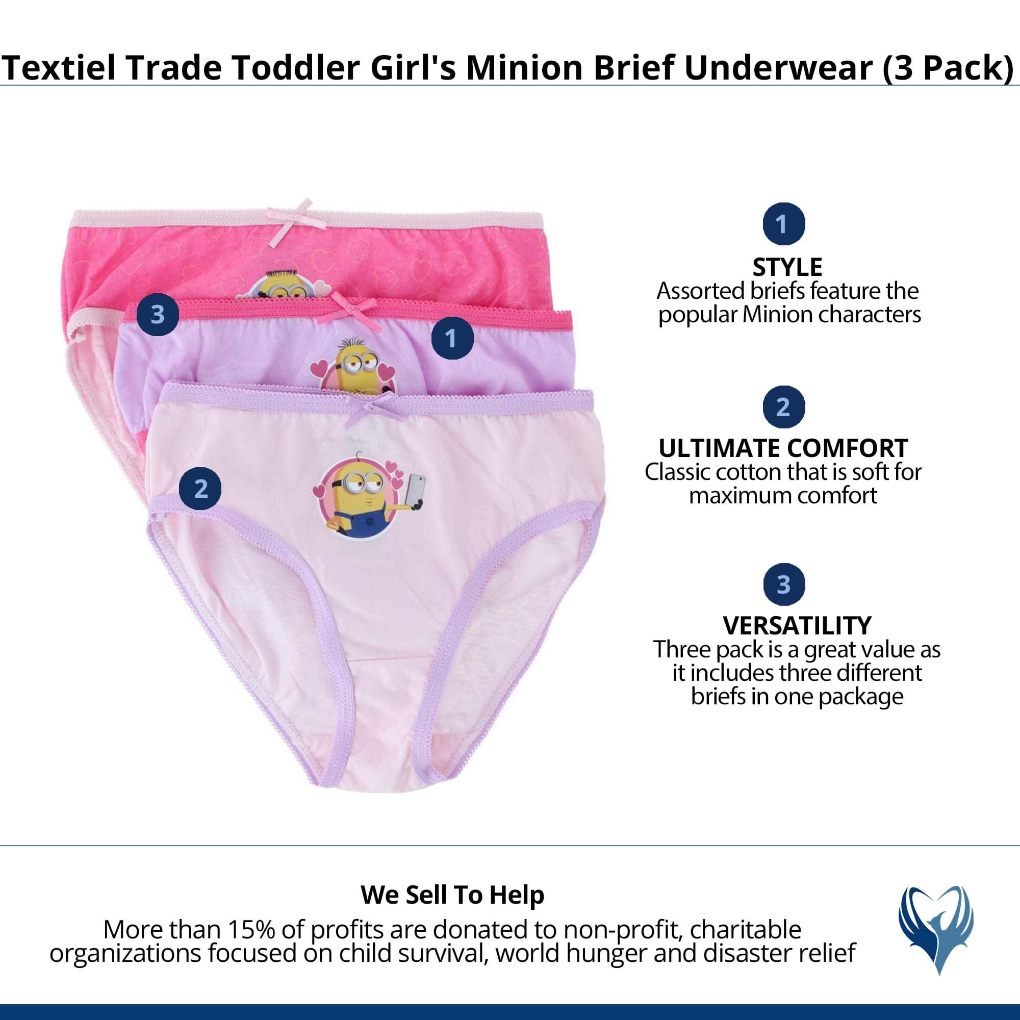 Textiel Trade Toddler Girl's Minion Brief Underwear (3 Pack) - Assorted