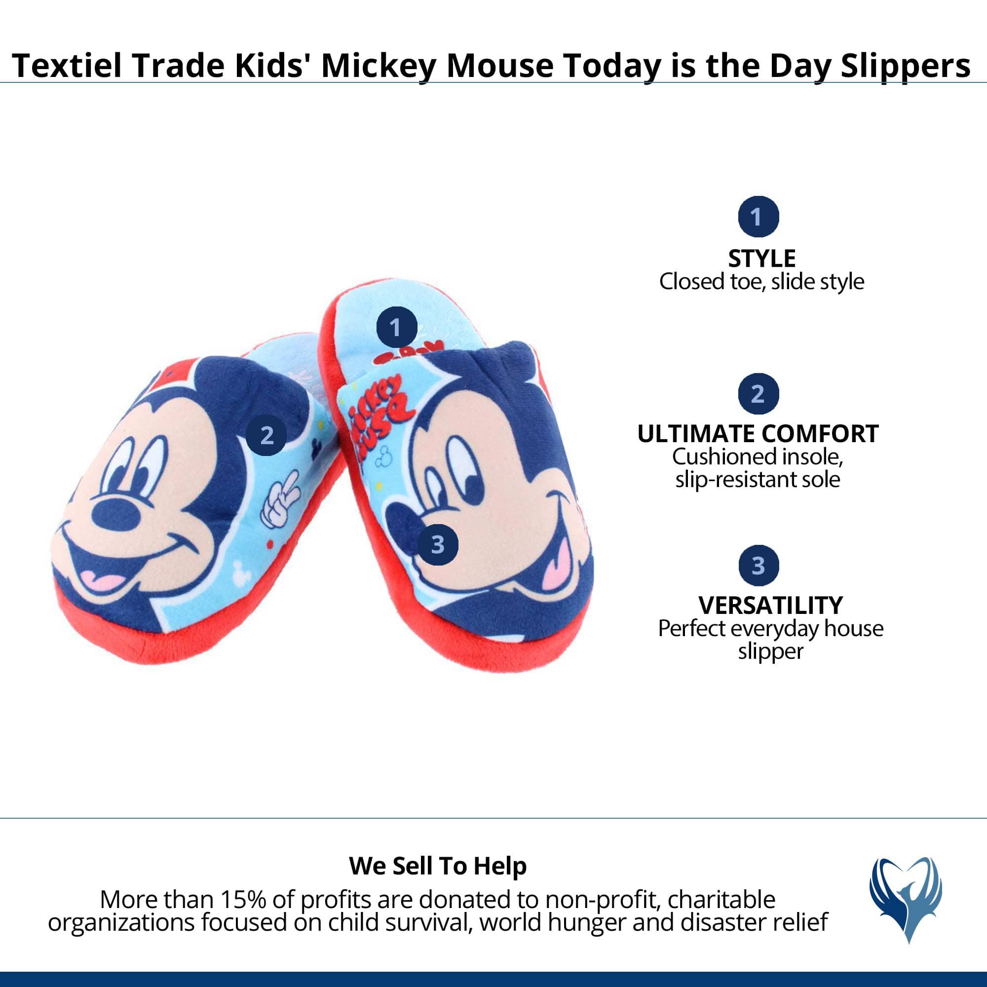 Textiel Trade Kids' Mickey Mouse Today is the Day Slippers - Multicolor