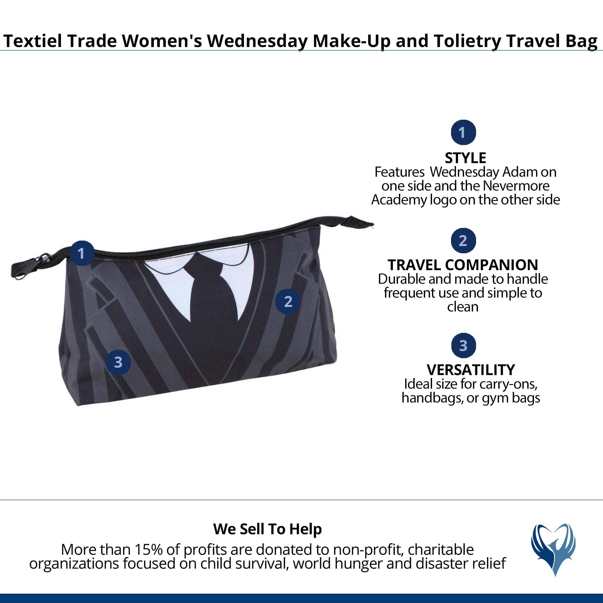 Textiel Trade Women's Wednesday Make-Up and Tolietry Travel Bag - Black