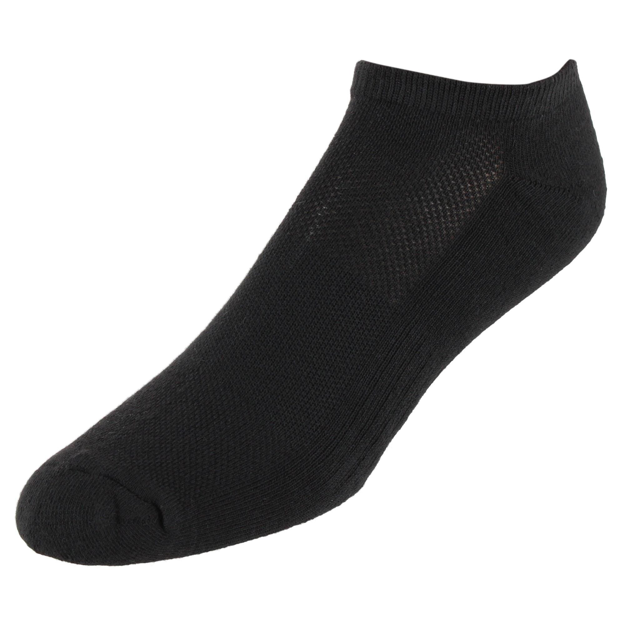CTM® Men's Half Cushioned No Show Socks with Arch Support (3 Pairs) - Black