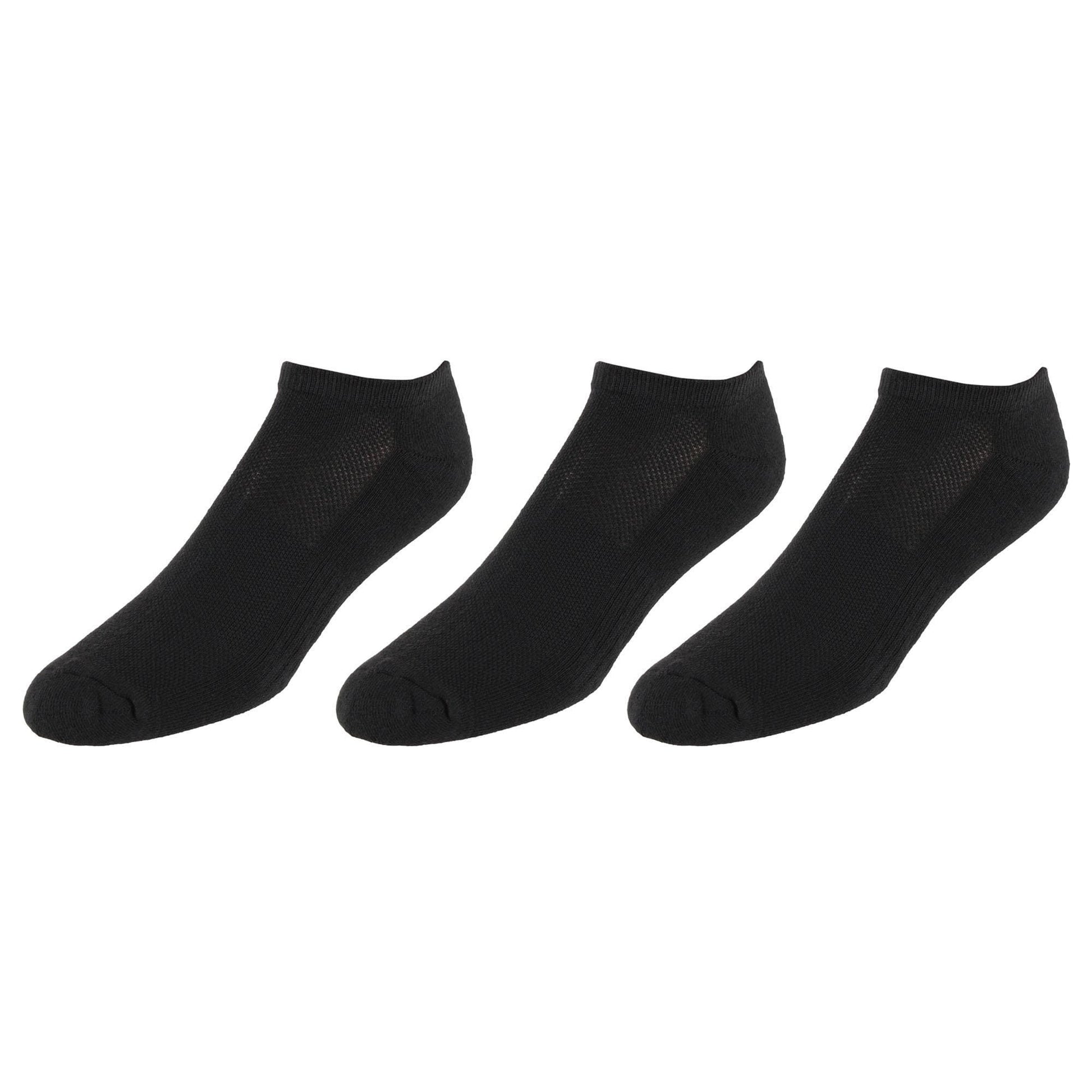 CTM® Men's Half Cushioned No Show Socks with Arch Support (3 Pairs) - Black