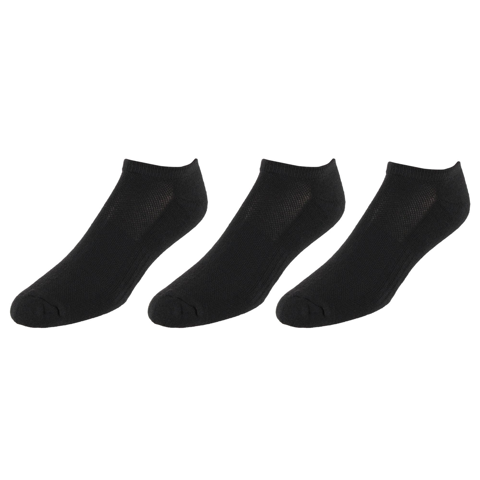 CTM® Men's Half Cushioned No Show Socks with Arch Support (3 Pairs) - Black
